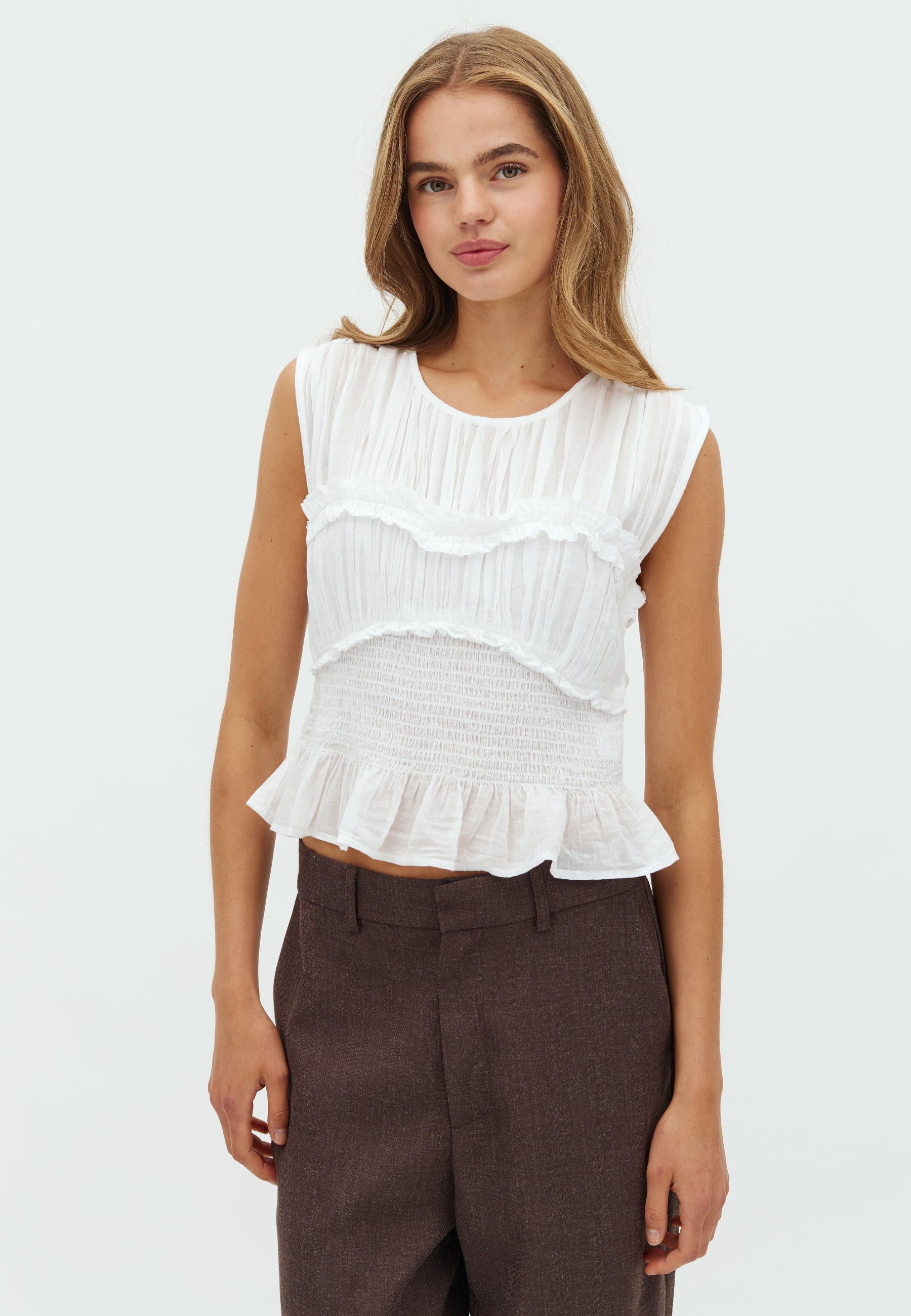 166233 Piril S Voile Top_White_Model_0