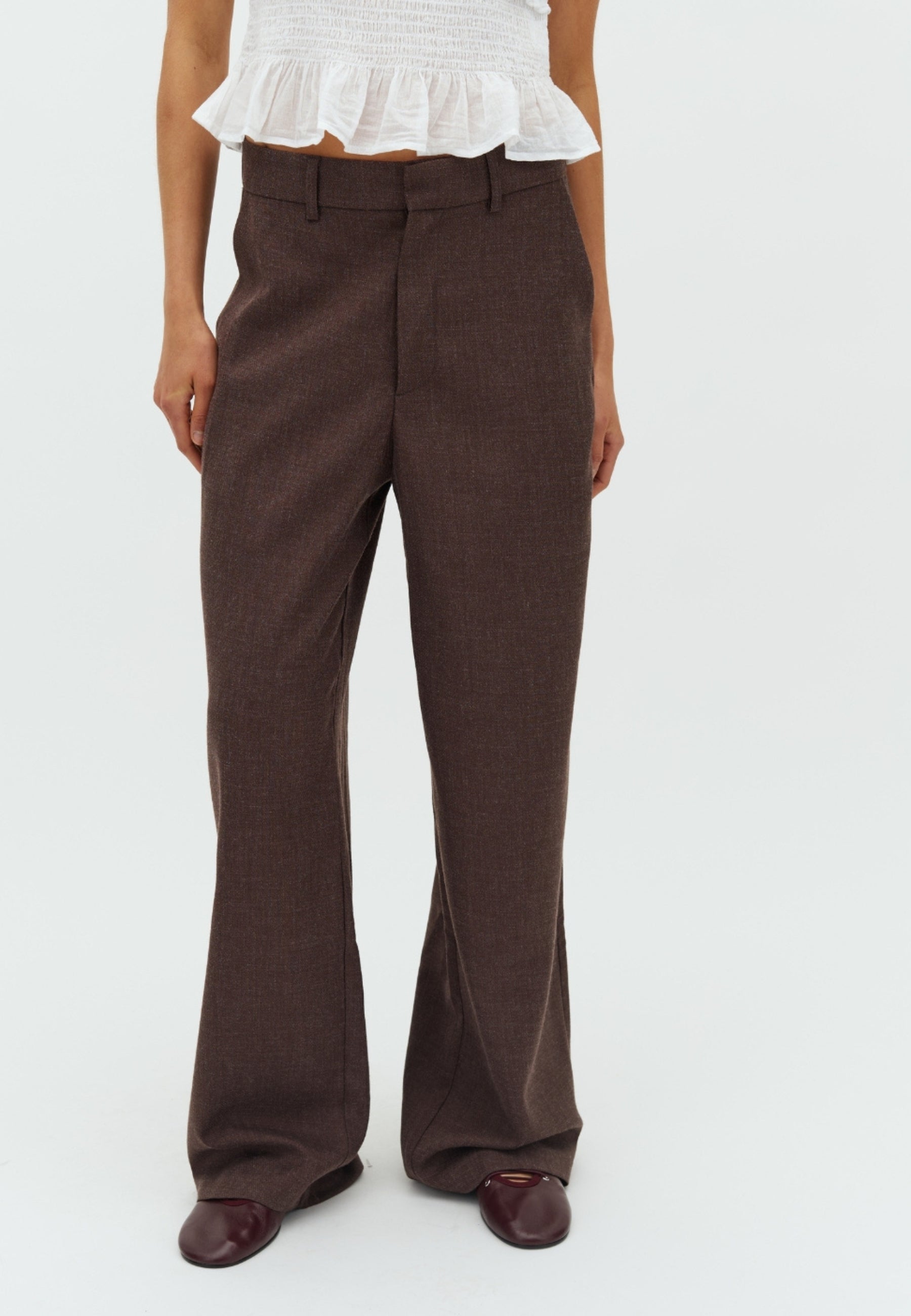 167177 Ammett Melange Pants_Brown Melange_Model_2