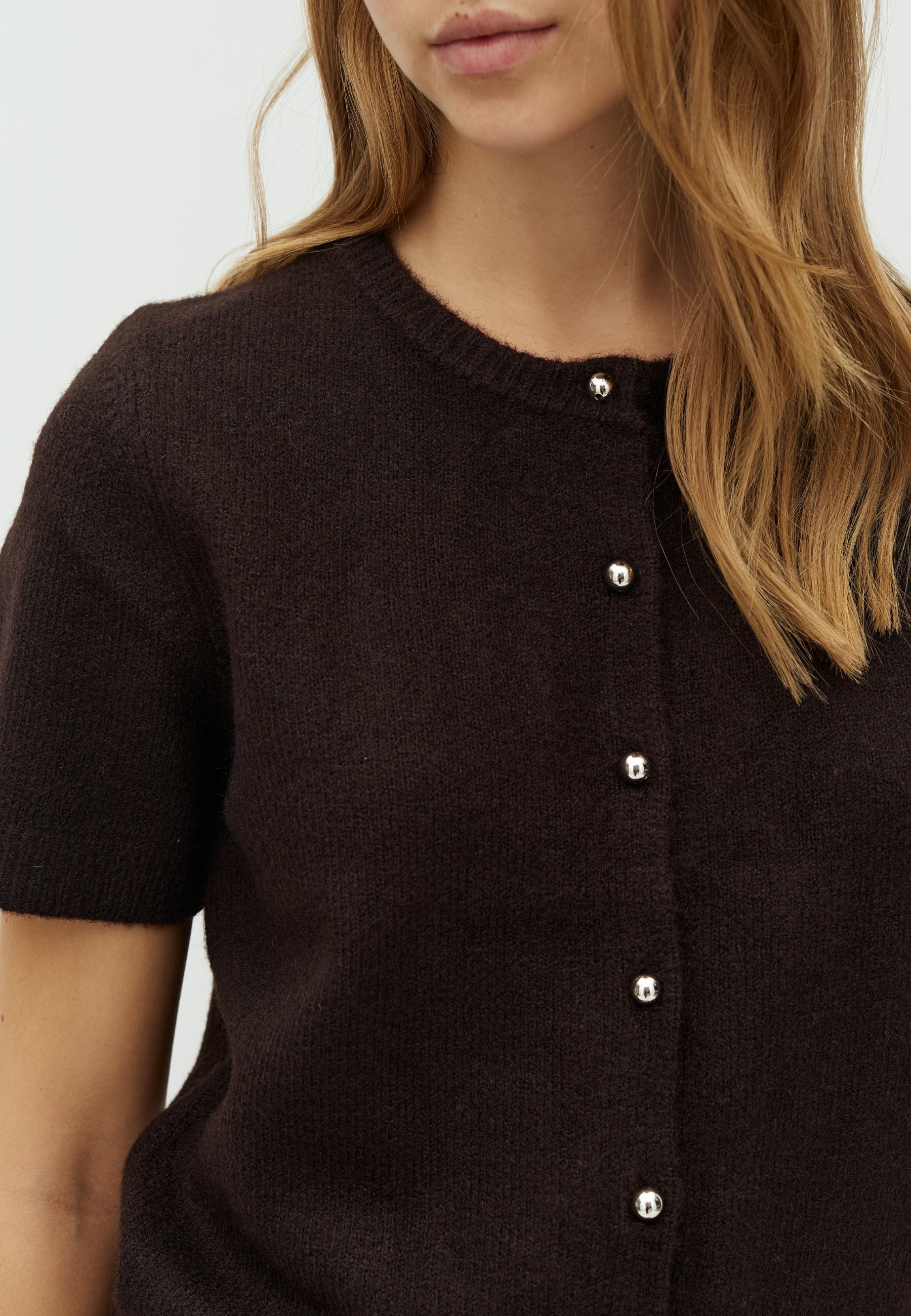 167097 Nitta Knit Cardigan_Chocolate Brown_Model_1