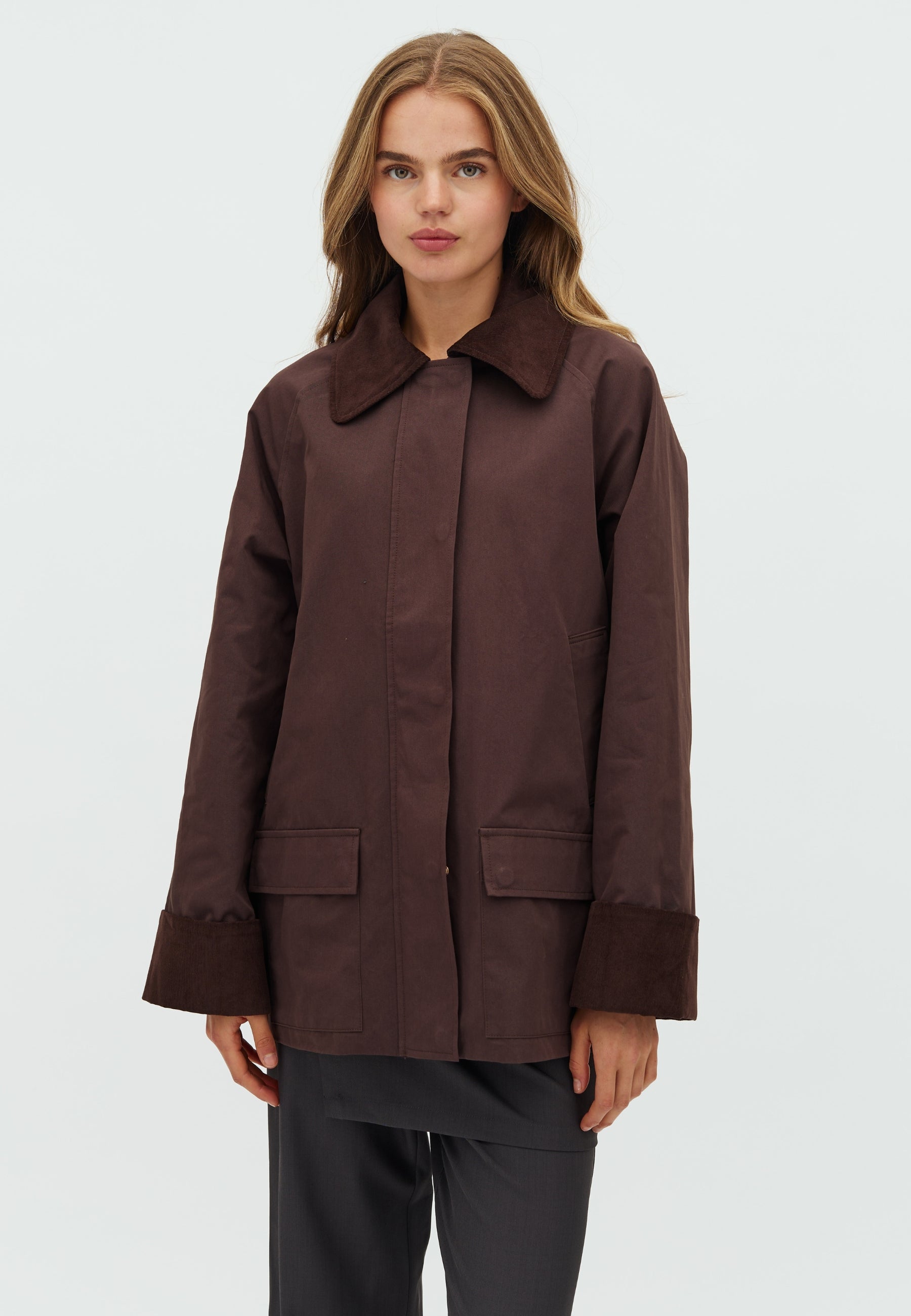167179 Anasia Cord Jacket_Dark brown_Model_2