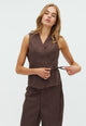 167176 Tamara Melange Waistcoat_Brown Melange_Model_0