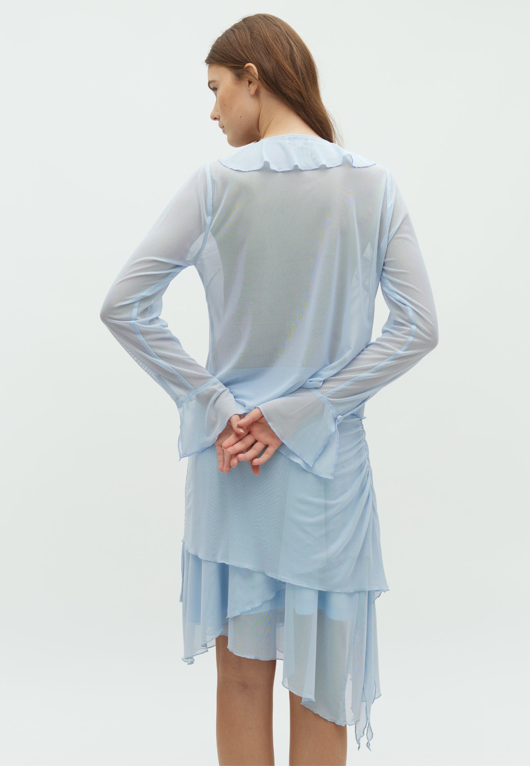 166230 Laffron Asymmetric Mesh Skirt_Light Blue_Model_2