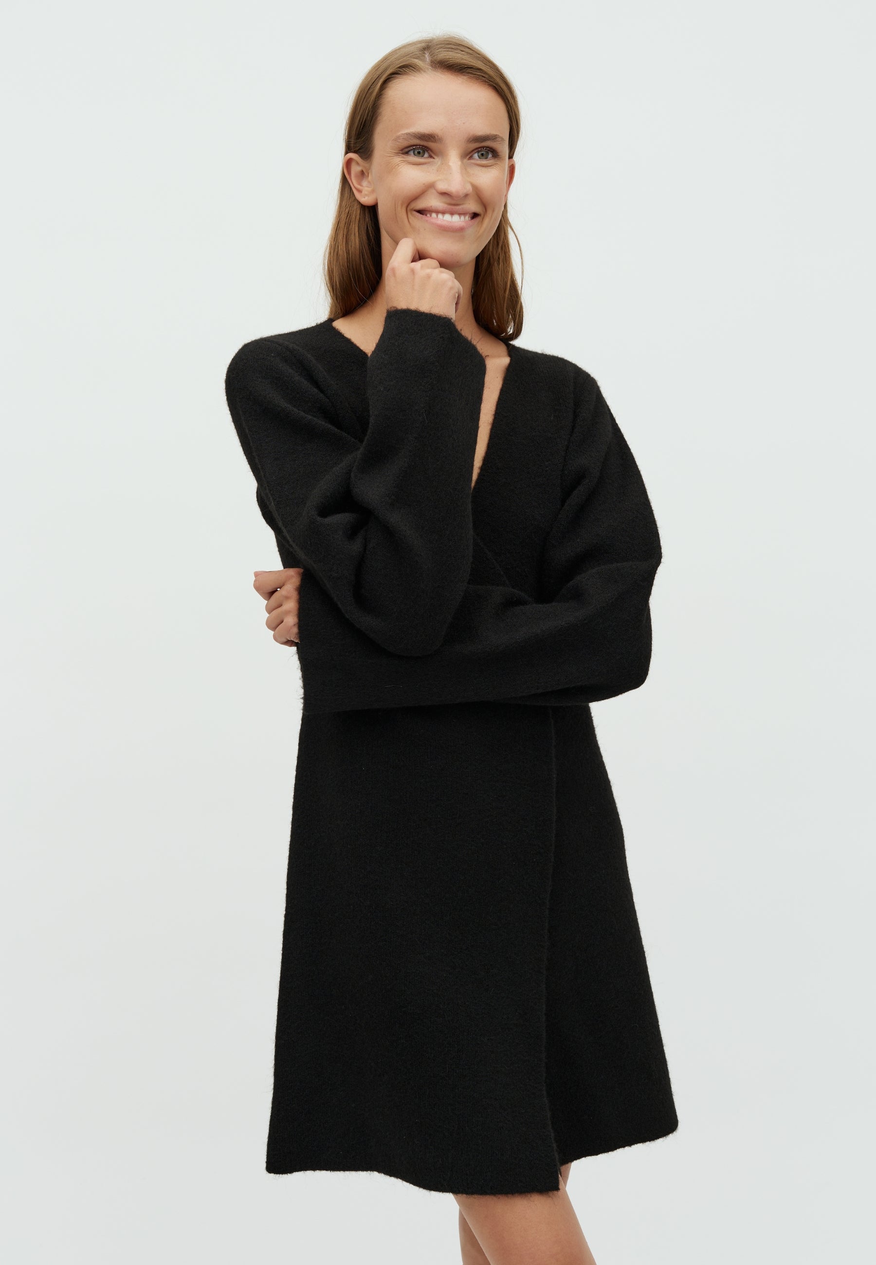 166396 Cinona Knit Dress_Black_Model_1