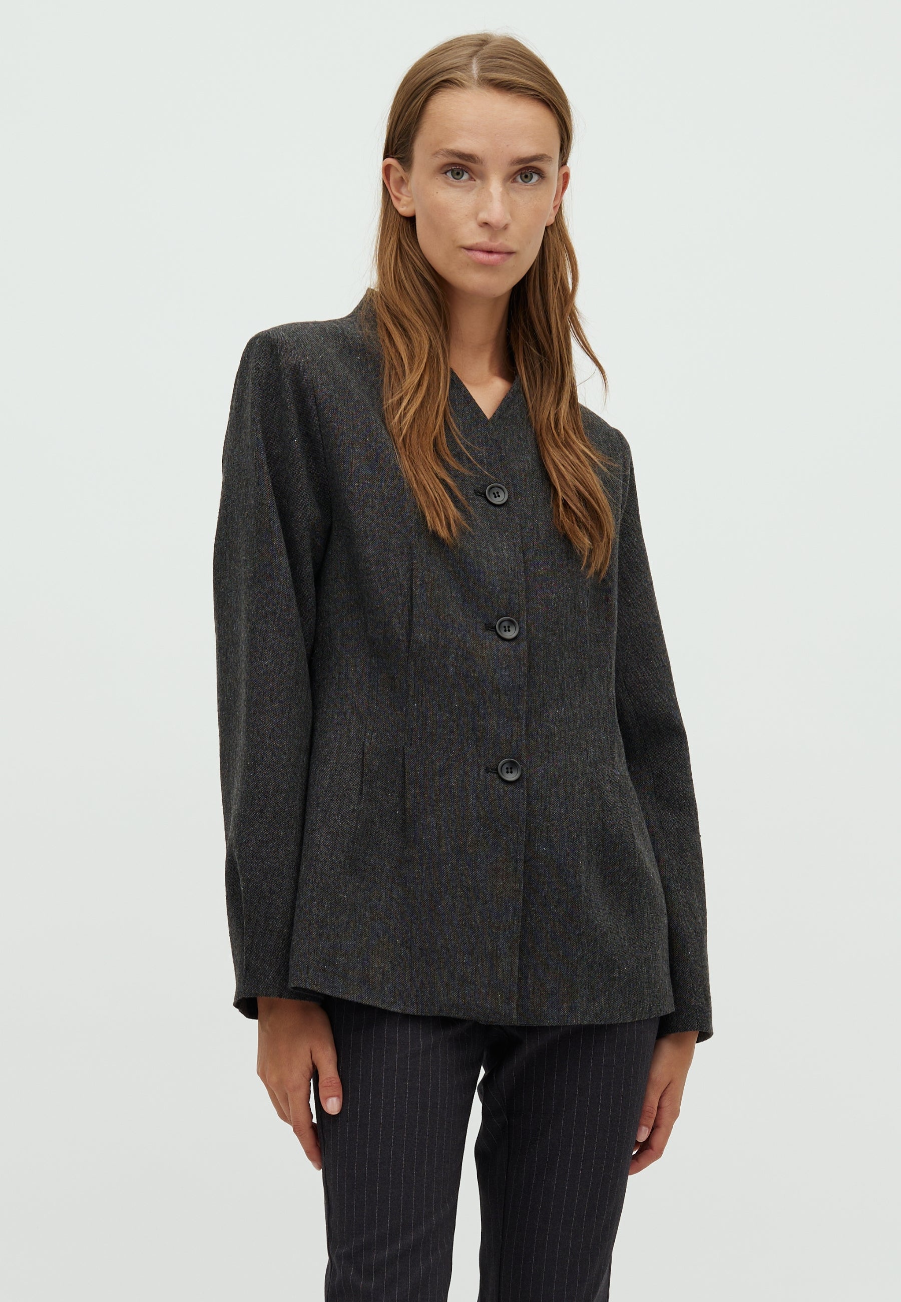 167443 Henara Blazer_DARK GREY MELANGE_Model_0