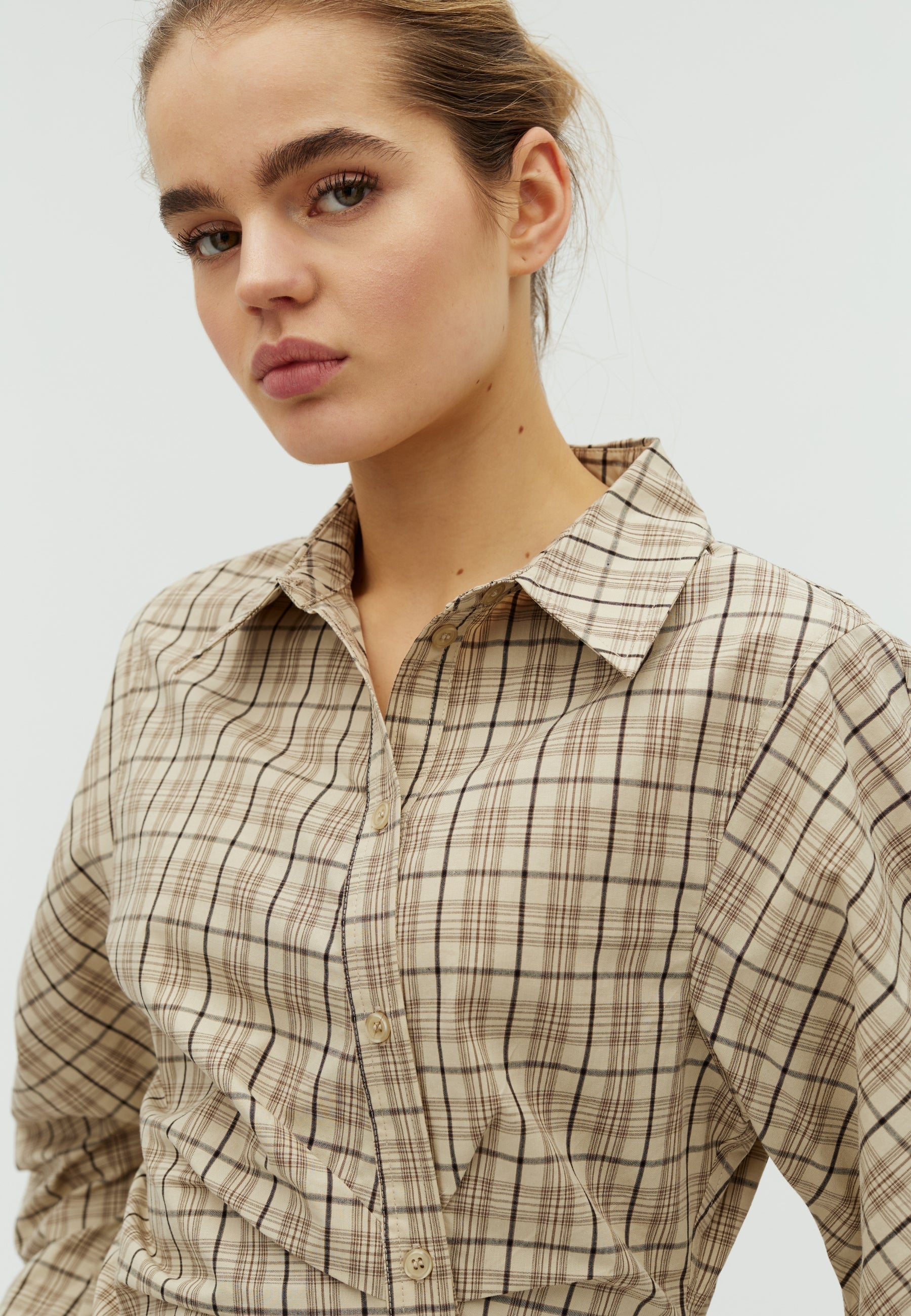 168377 Meoella Check Shirt_Off White_Model_1