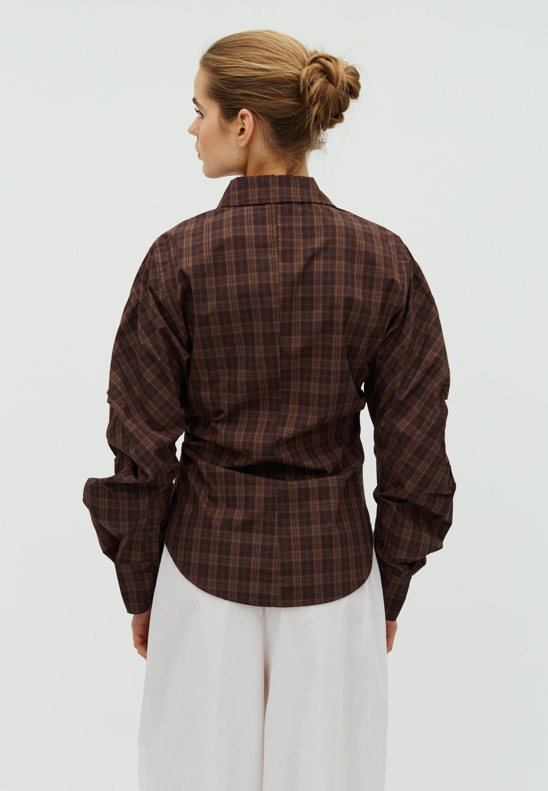168377 Meoella Check Shirt_Dark brown_Model_2