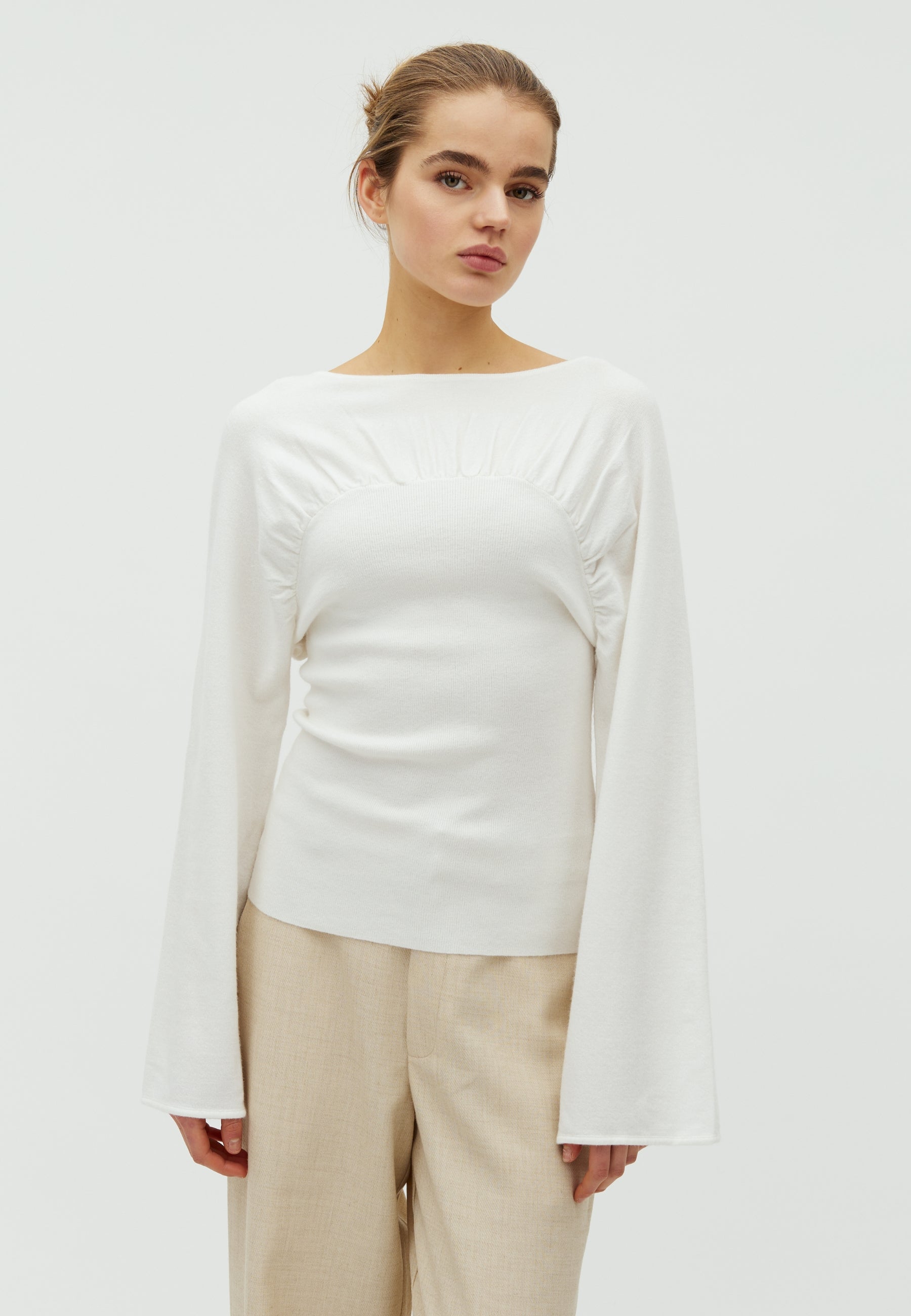 168651 Laiba Knit Blouse_Off White_Model_0