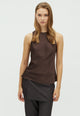 167452 Kelina Heavy Satin Top_Dark brown_Model_0