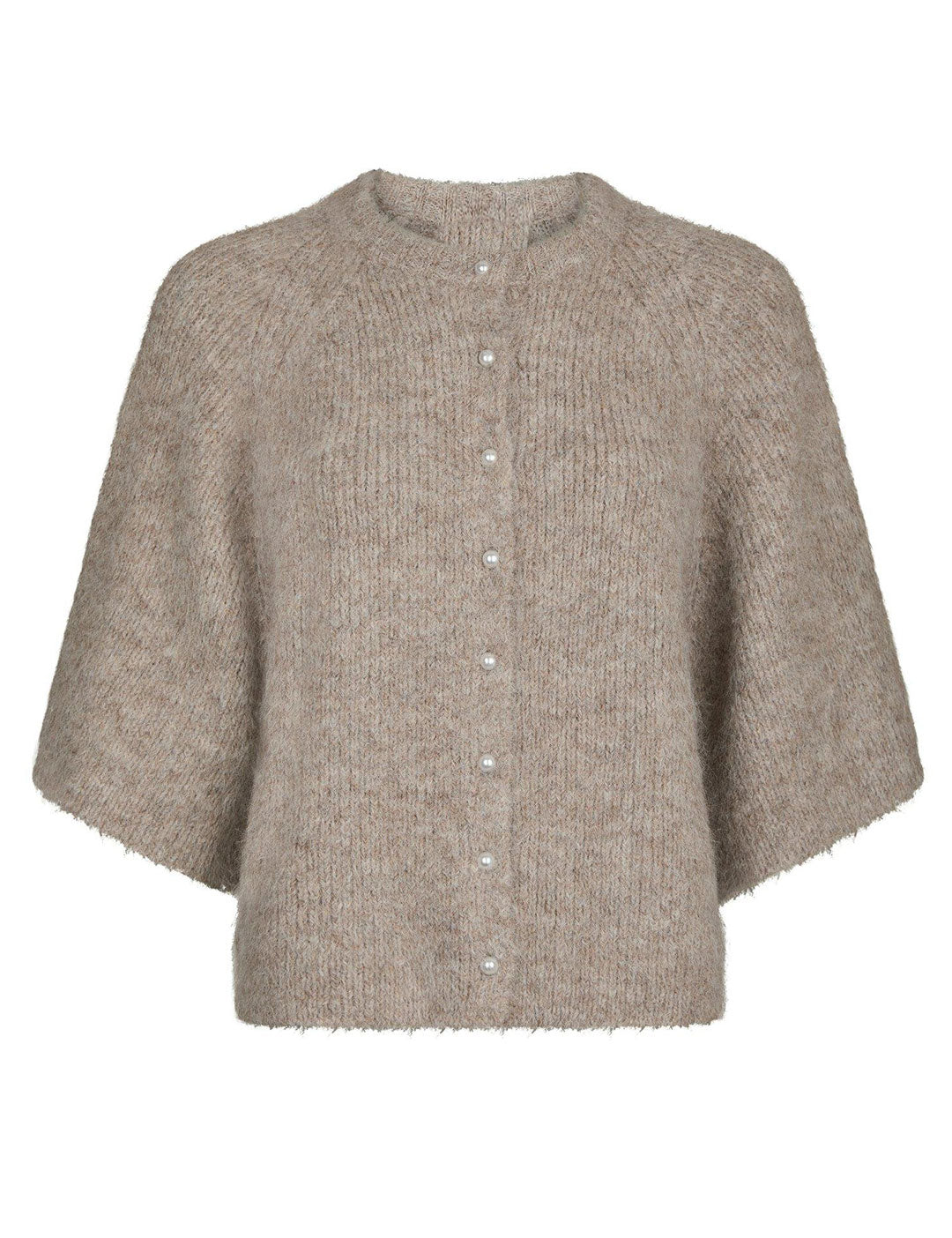 168646 Demaya Fluffy Knit Cardigan_Beige Melange_Packshot_0