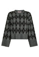 168645 Tick Check Knit Blouse_Antracit_Packshot_0