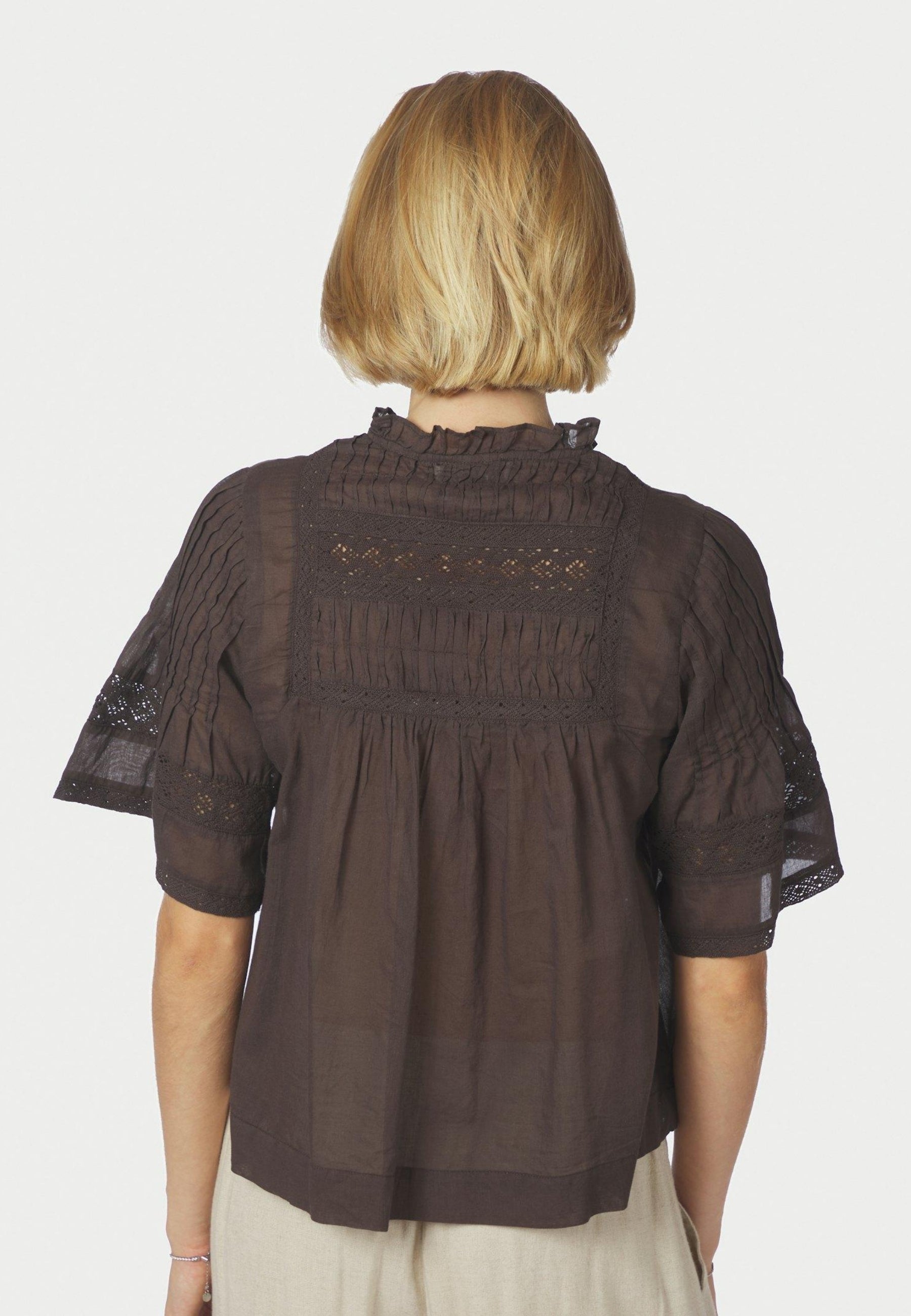 164703 Siama S Voile Blouse_Dark brown_Model_3