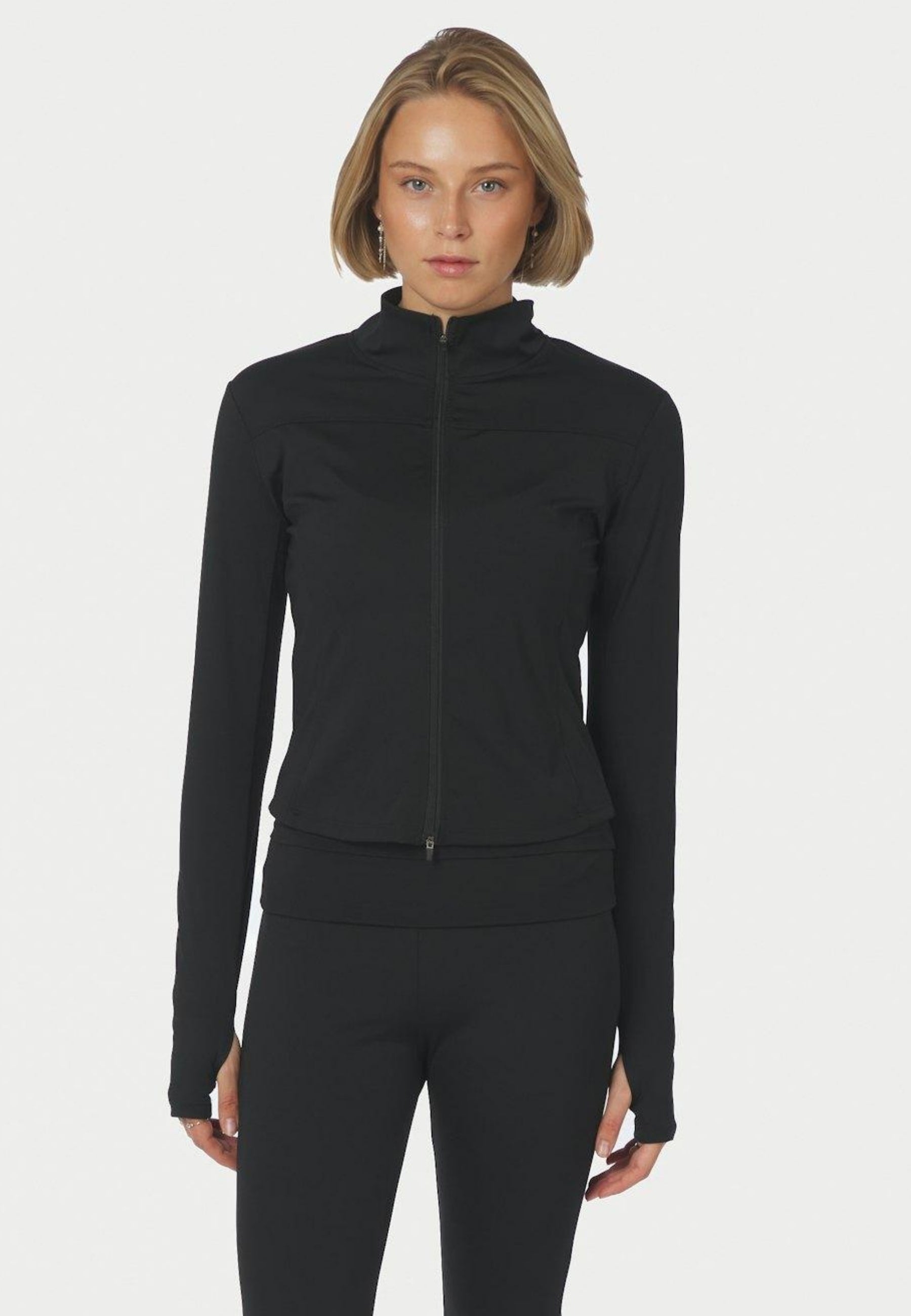 167175 Nolana Zip Blouse_Black_Model_0