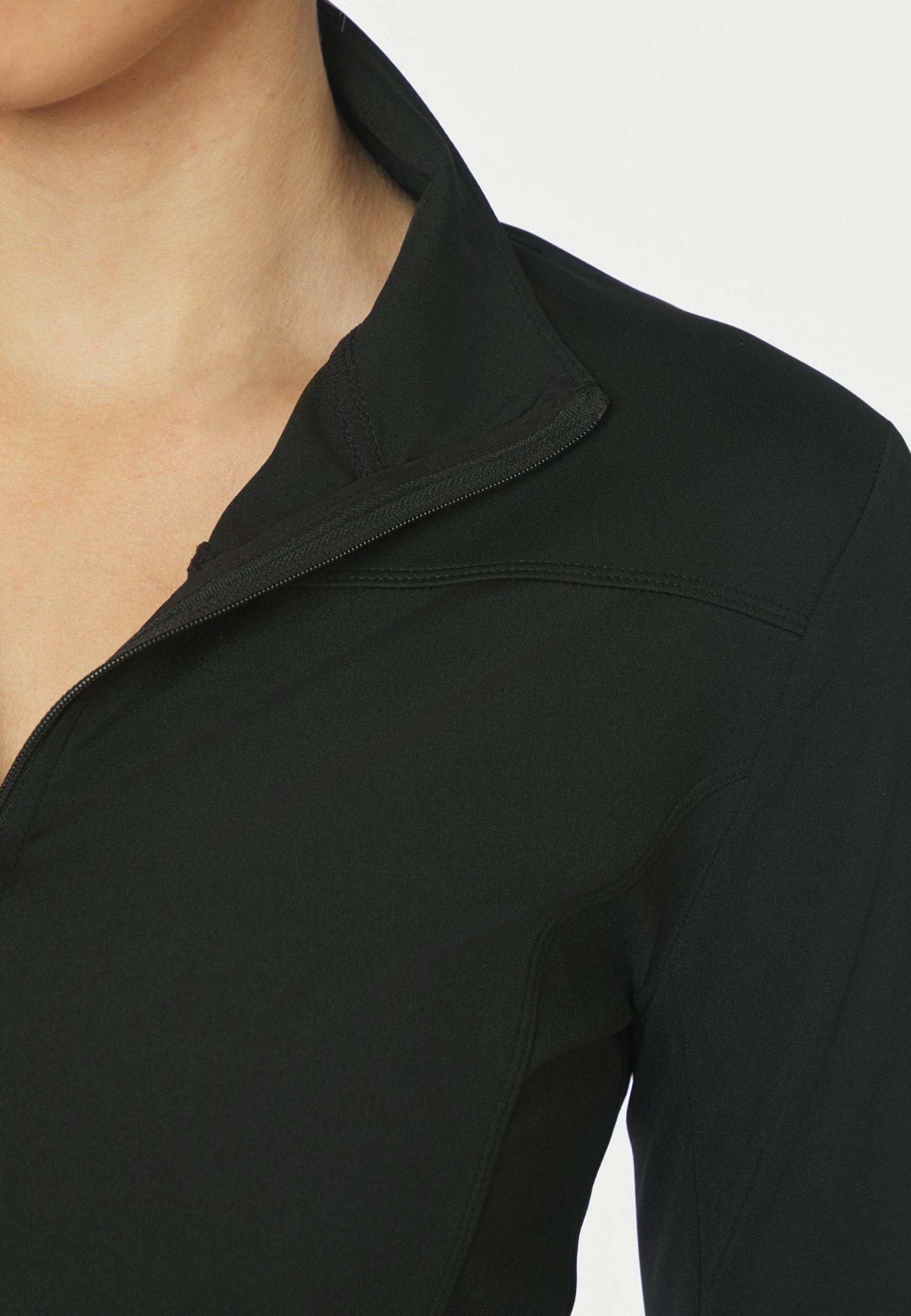 167175 Nolana Zip Blouse_Black_Model_2