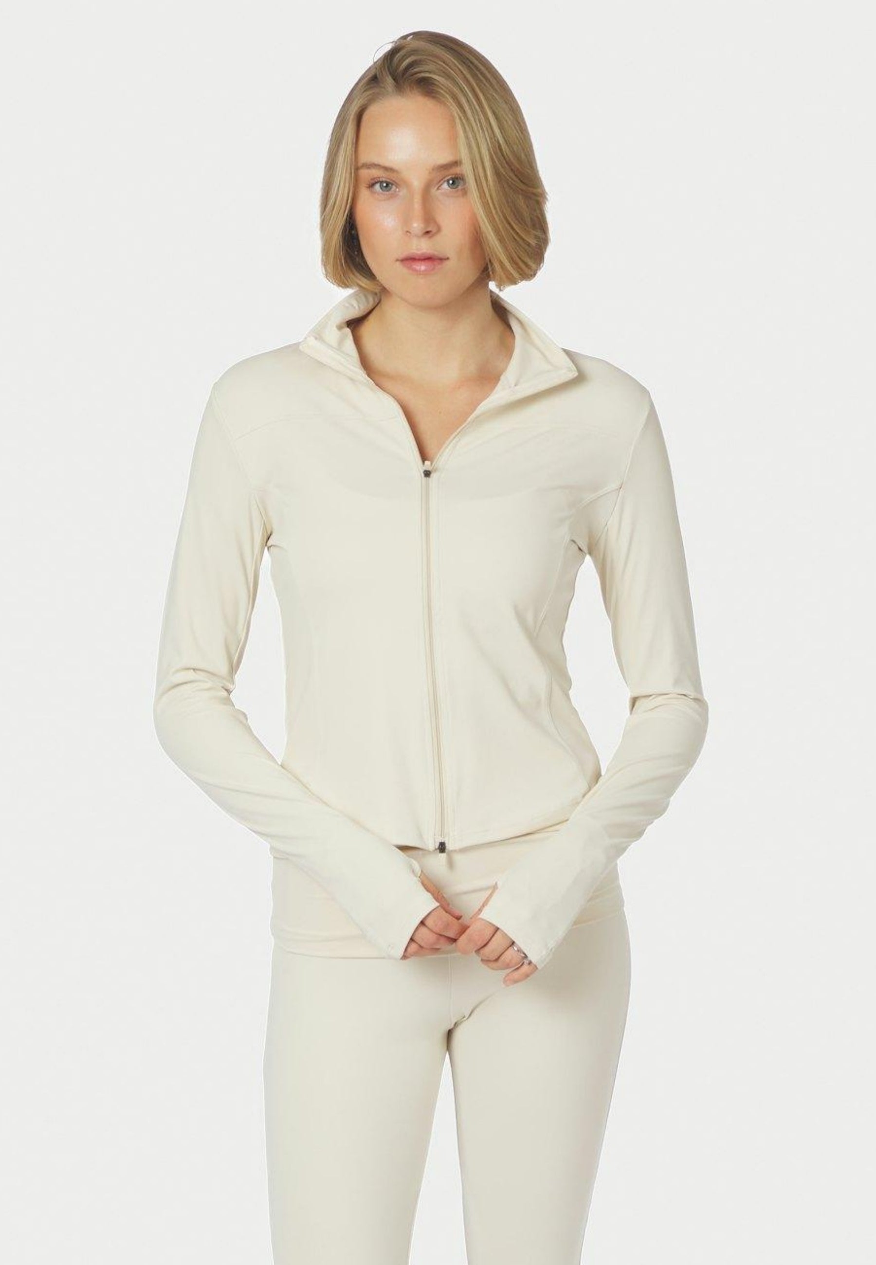 167175 Nolana Zip Blouse_Ivory_Model_0