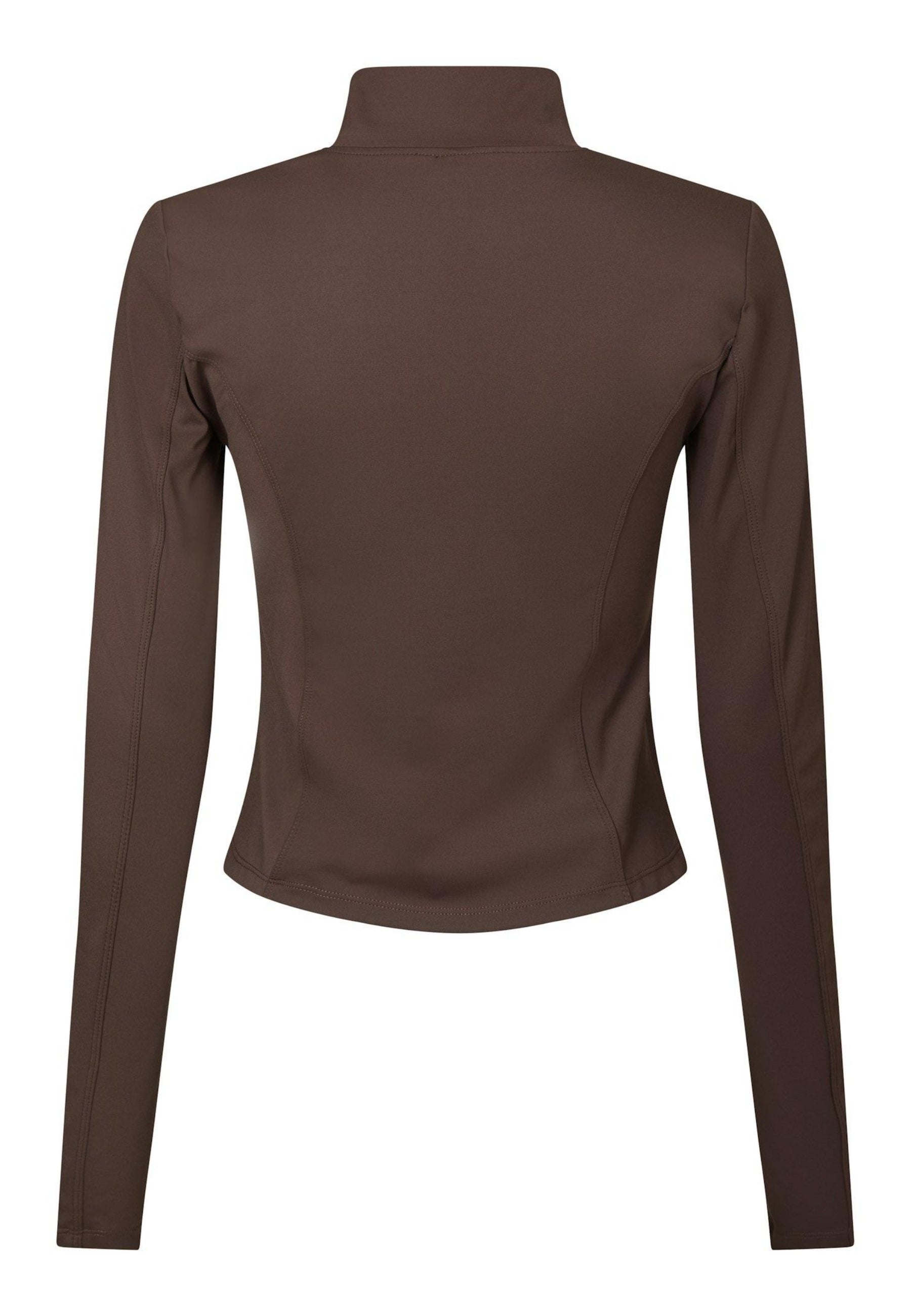 167175 Nolana Zip Blouse_Chocolate Brown_Packshot_1