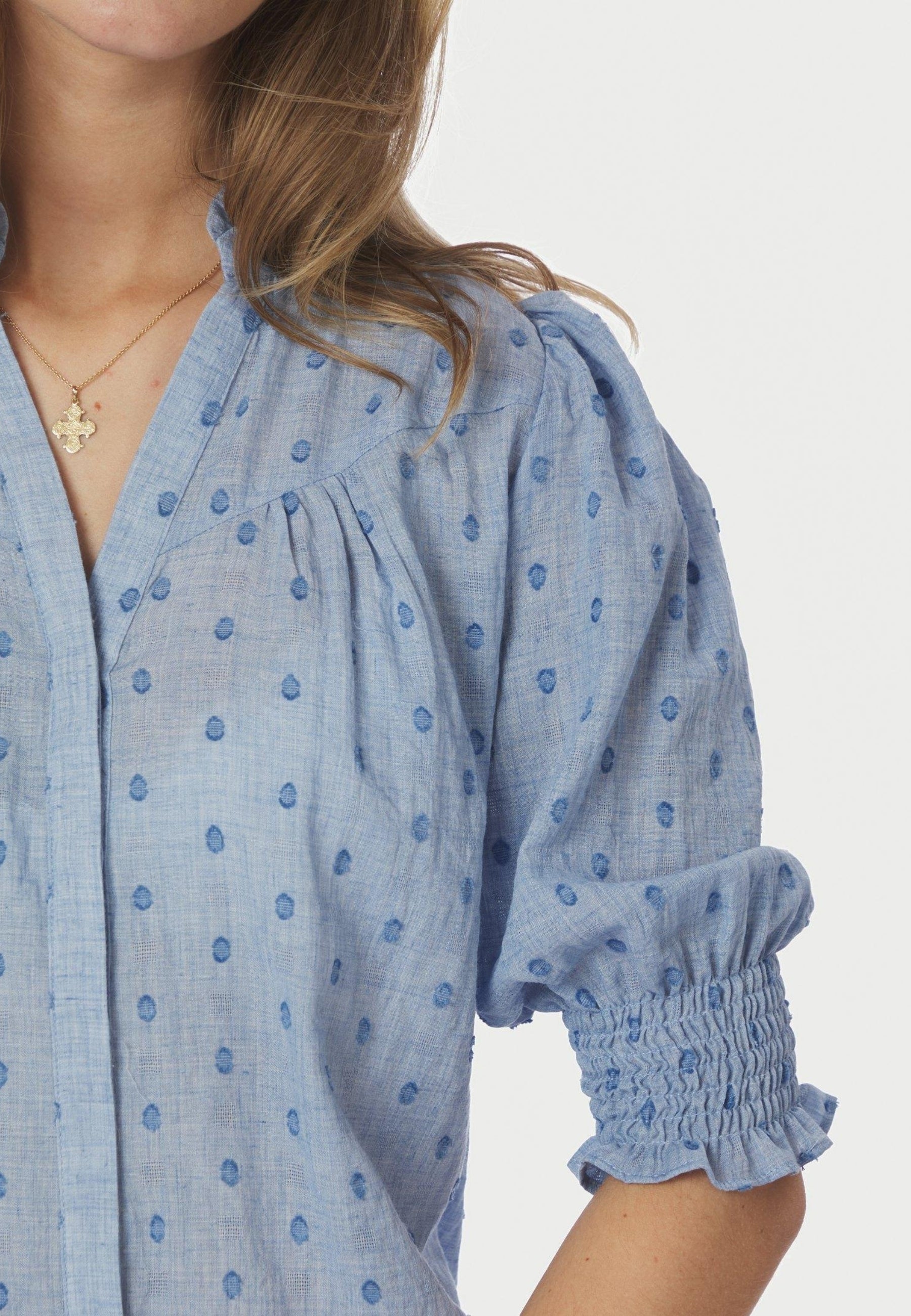 167750 Diana Dobby S Blouse_Light Blue_Model_2