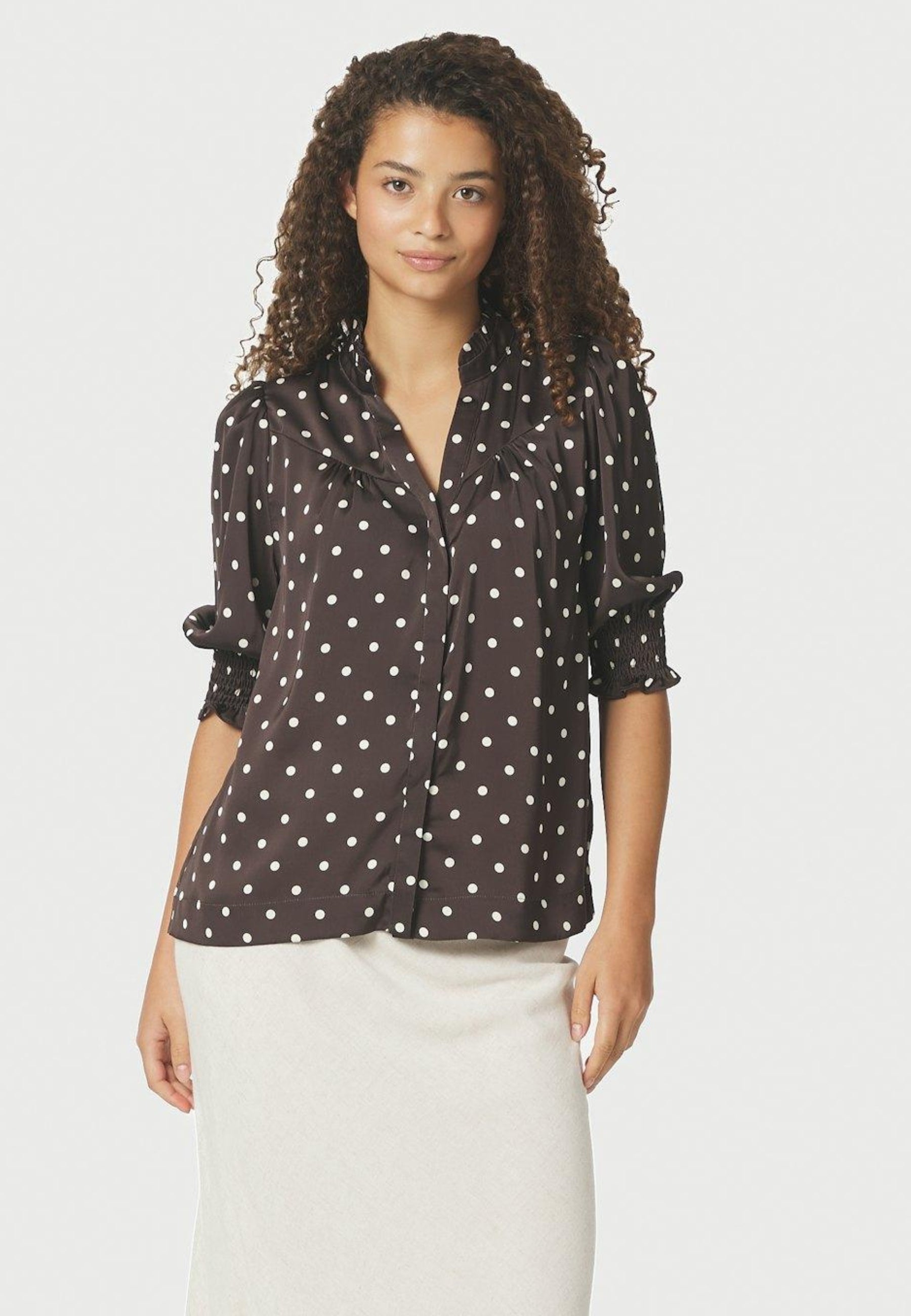 168484 Diana Dot Blouse_Dark brown_Model_0