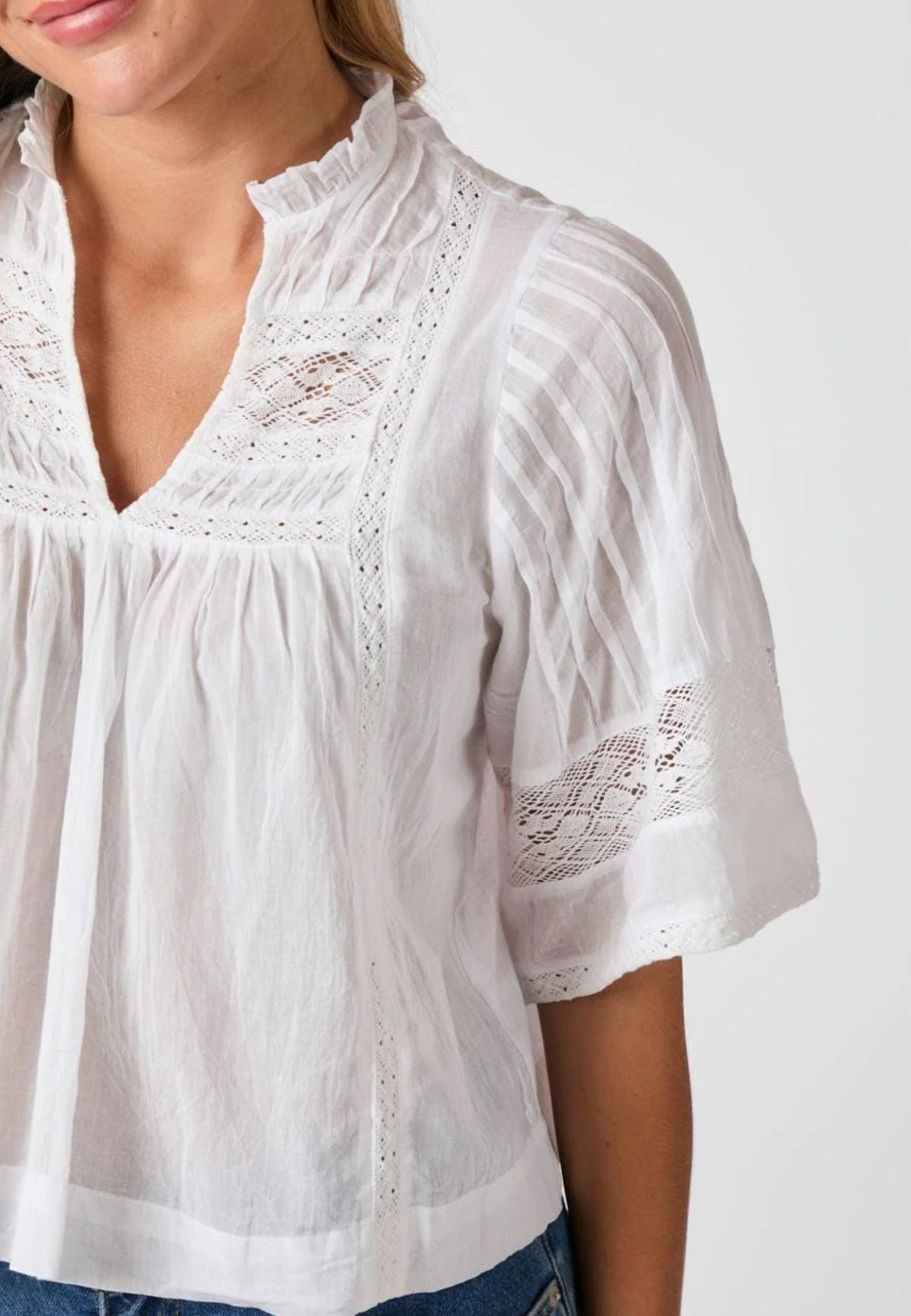 164703 Siama S Voile Blouse_White_Model_1