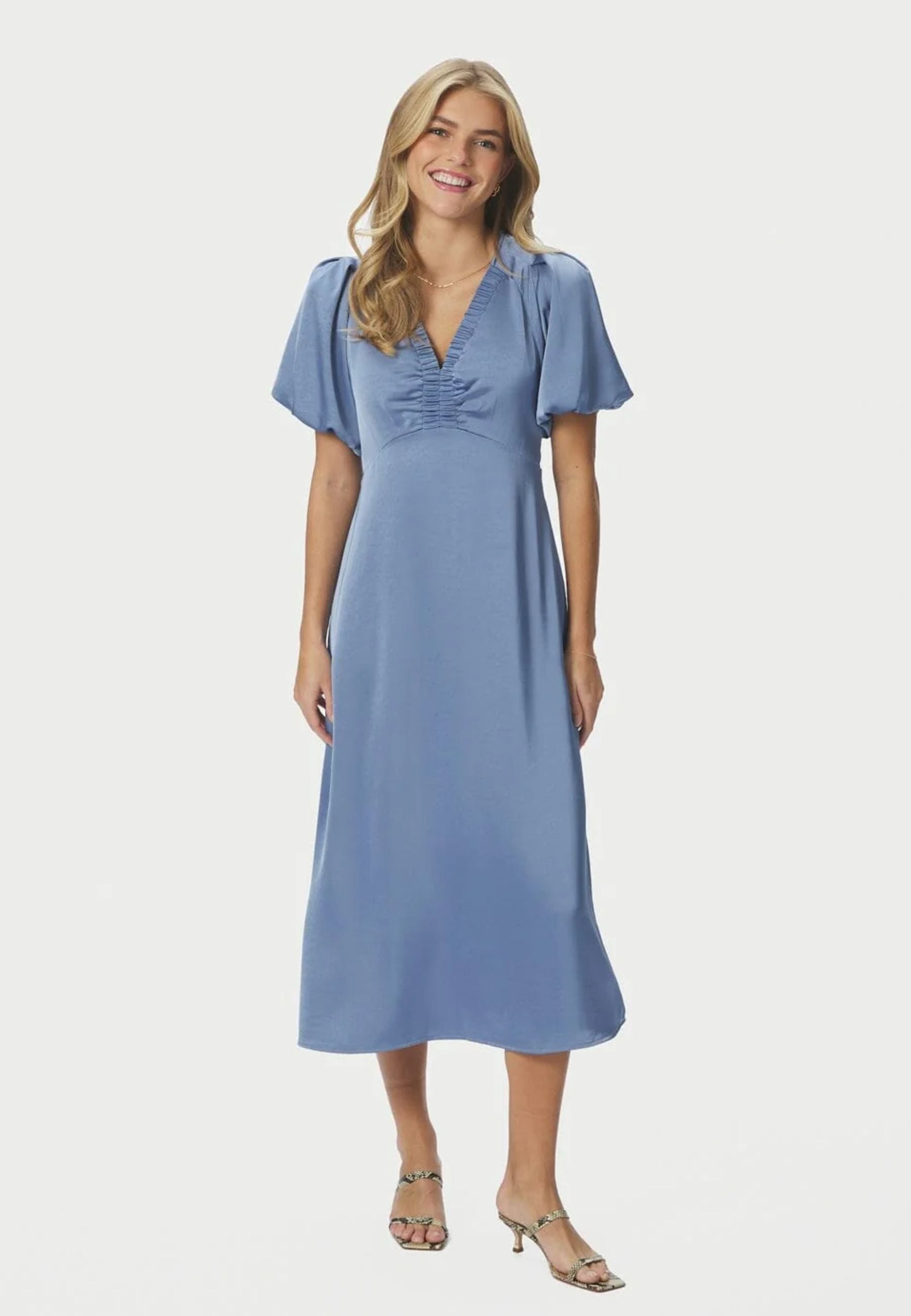 162521 Illana Heavy Sateen Dress_Smoke Blue_Model_0