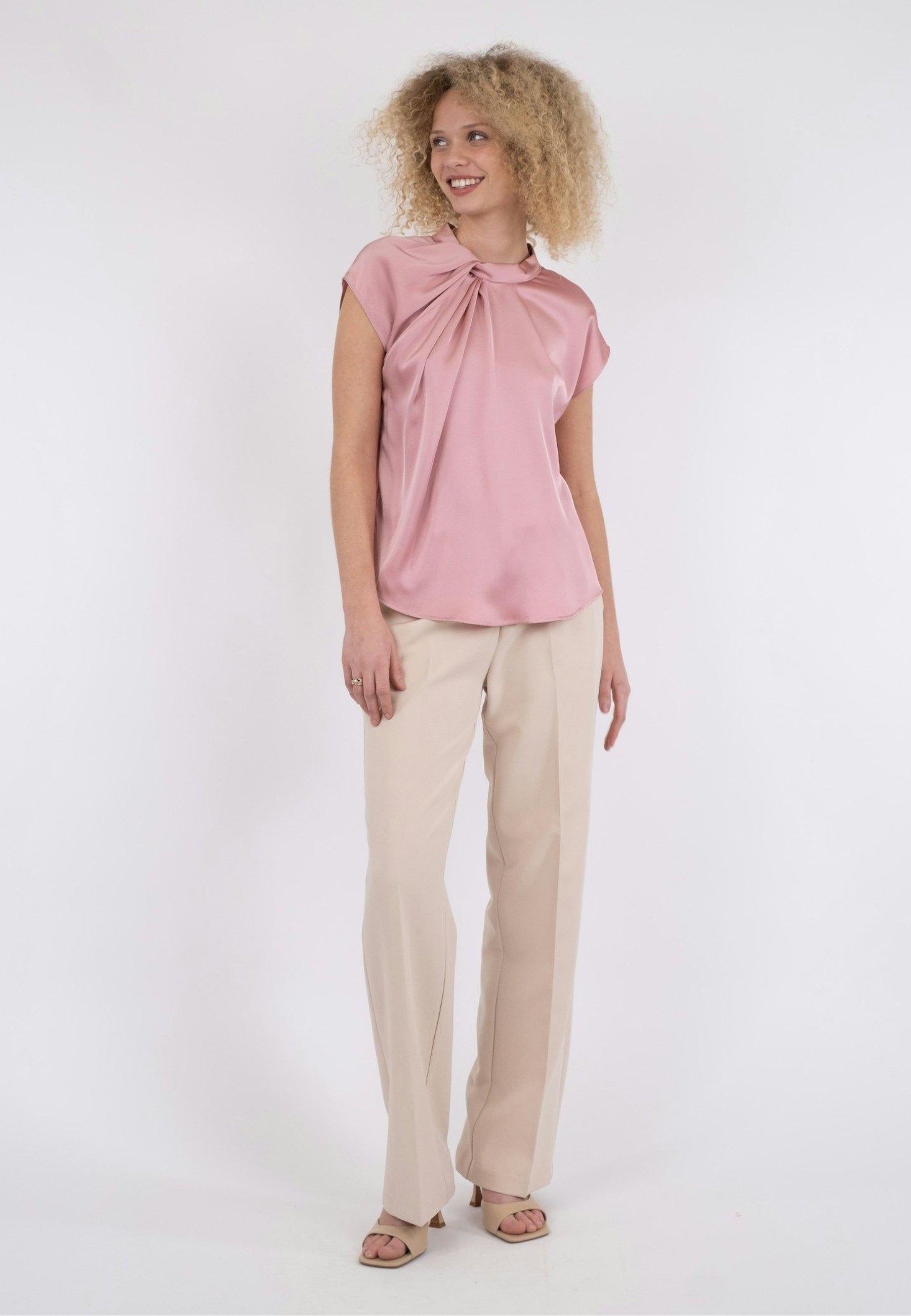 160990 Fleur Drapy Satin Blouse_Light Pink_Model_0