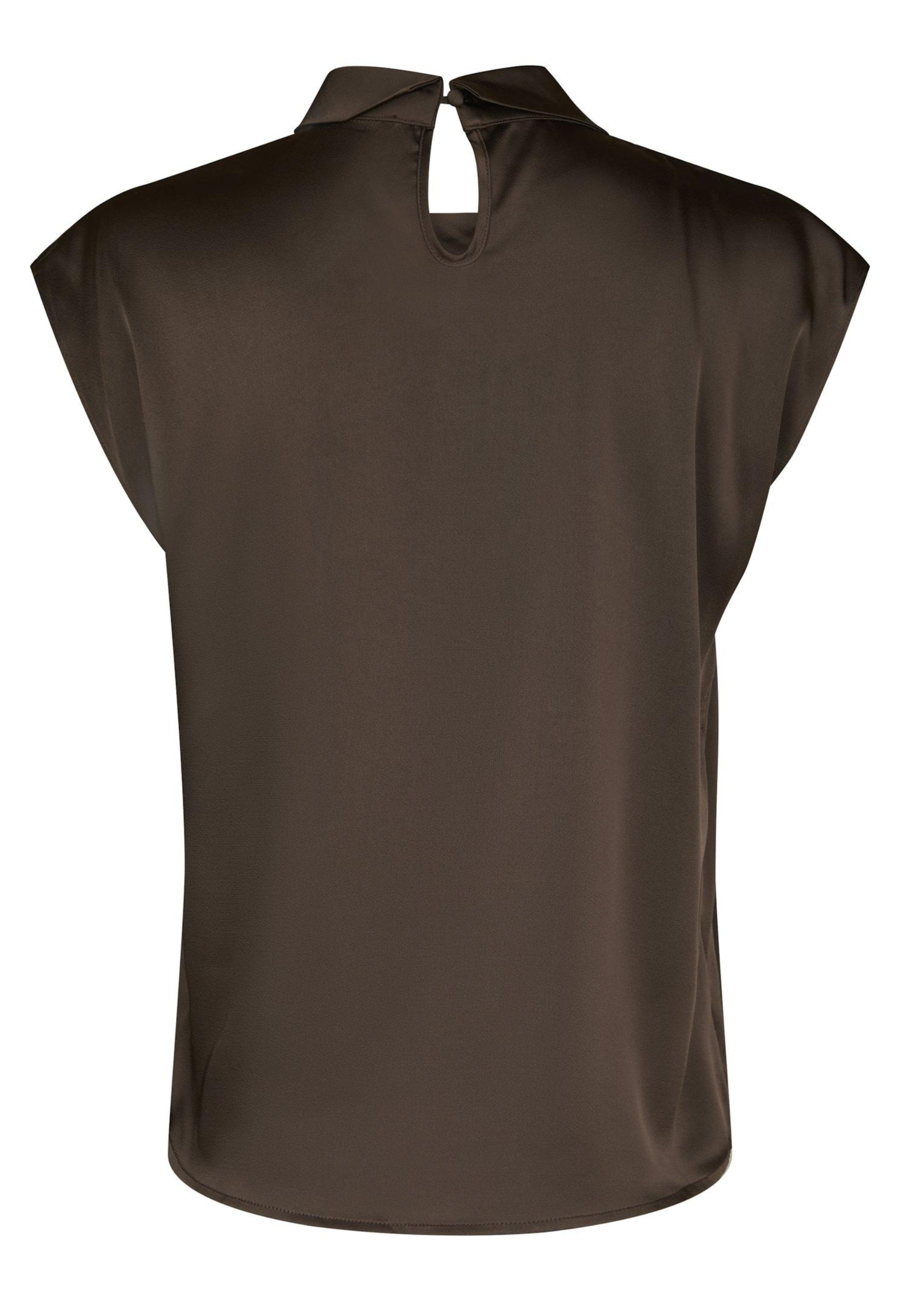 160990 Fleur Drapy Satin Blouse_Dark Brown_Packshot_1