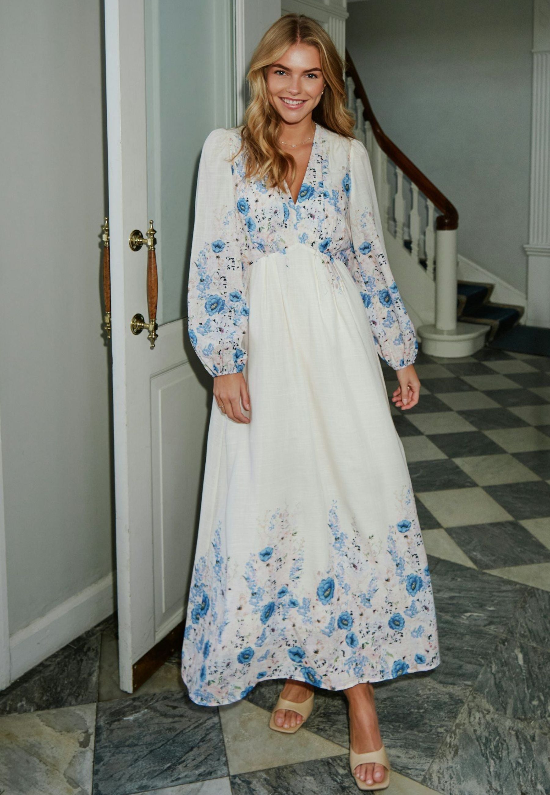 164828 Silfi Flower Print Dress_Blue_Image_0