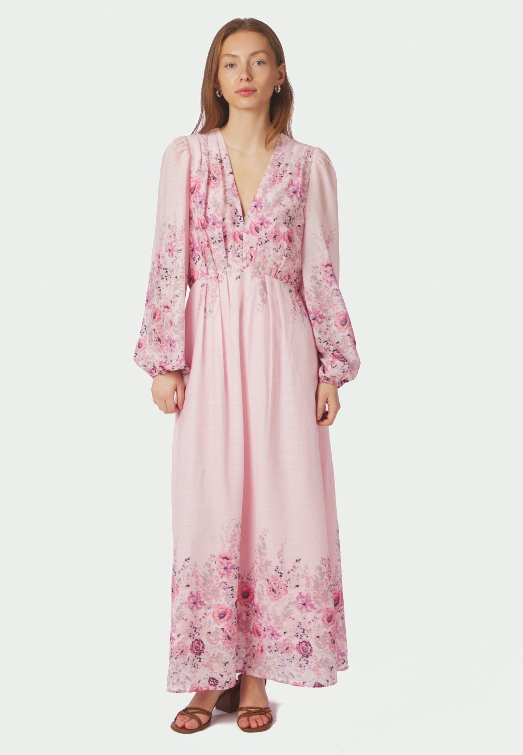 164828 Silfi Flower Print Dress_Dusty Rose_Model_0