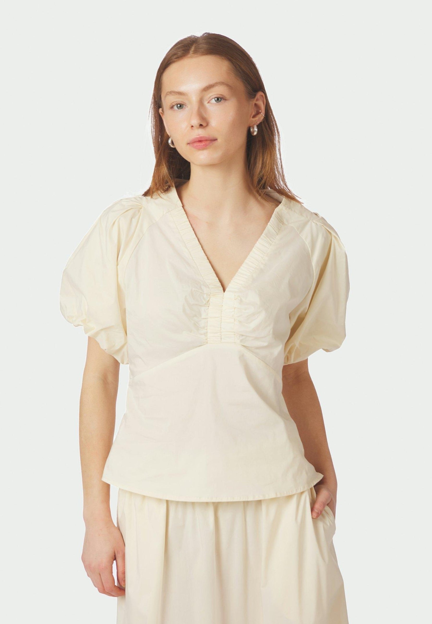 162219 Irina Poplin Blouse_Butter Yellow_Model_1