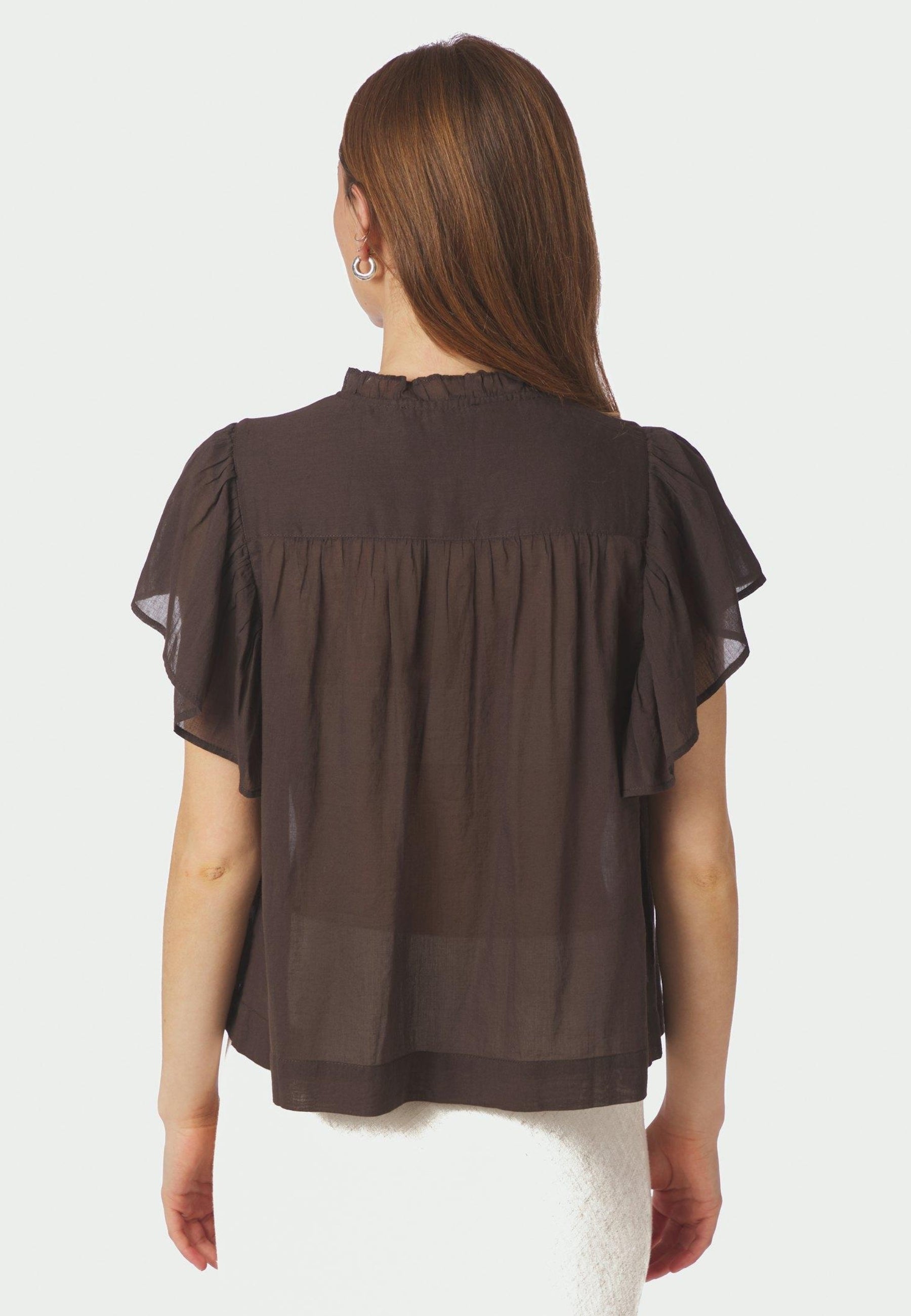 169039 Vinsa S Voile Top_Dark Brown_Model_3