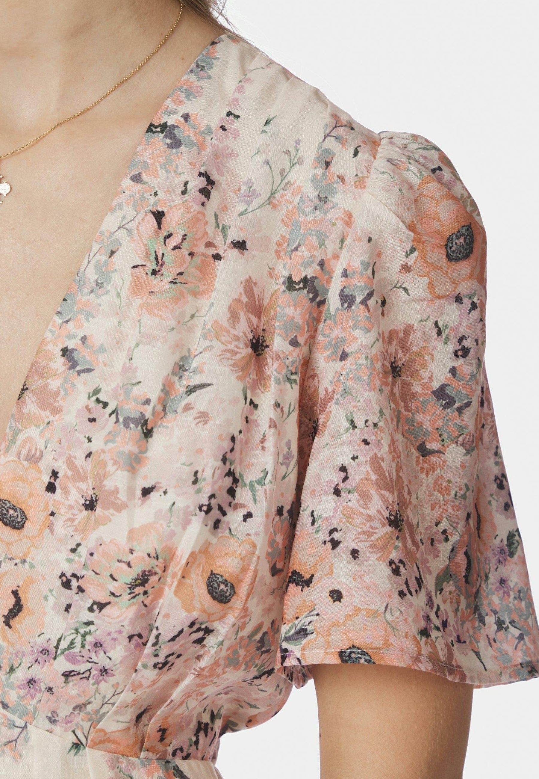 166177 Serna Flower Print Dress_Burned Powder_Model_1