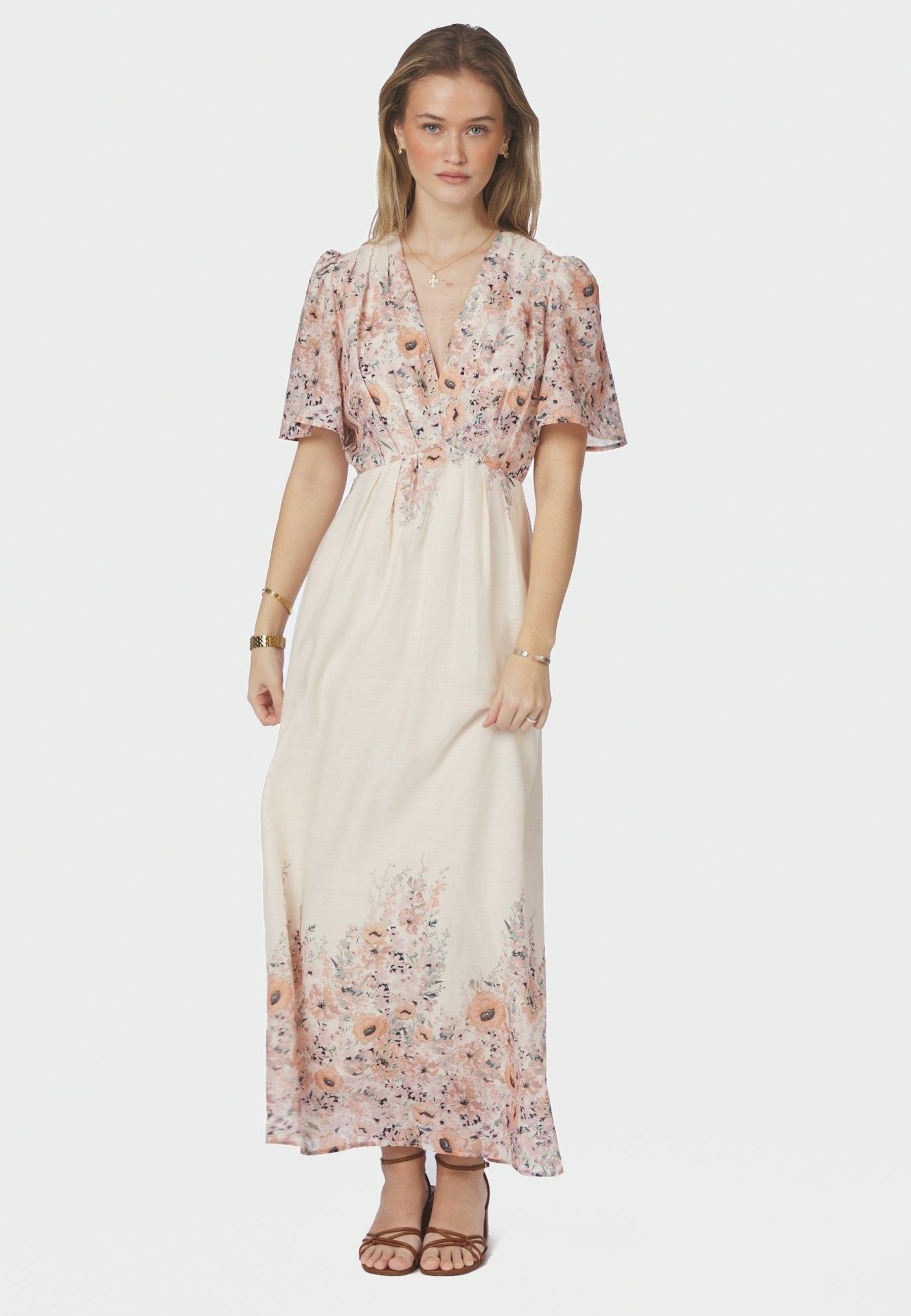 166177 Serna Flower Print Dress_Burned Powder_Model_0