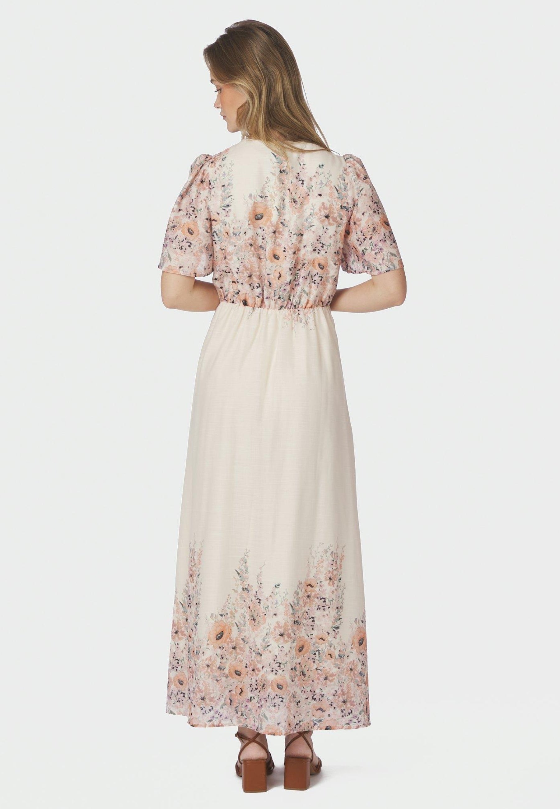 166177 Serna Flower Print Dress_Burned Powder_Model_2