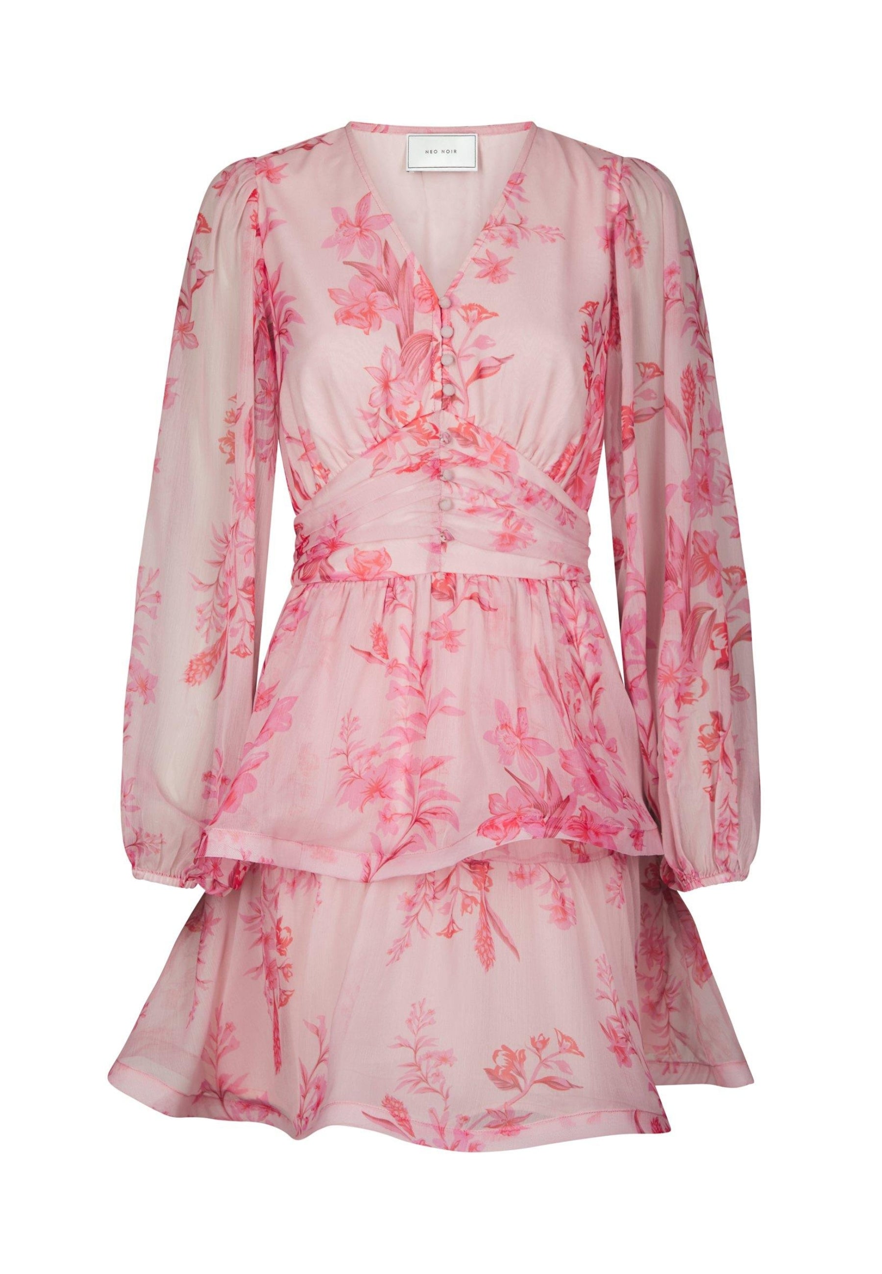 168848 Rivana Print Chiffon Dress_Pink_Packshot_0