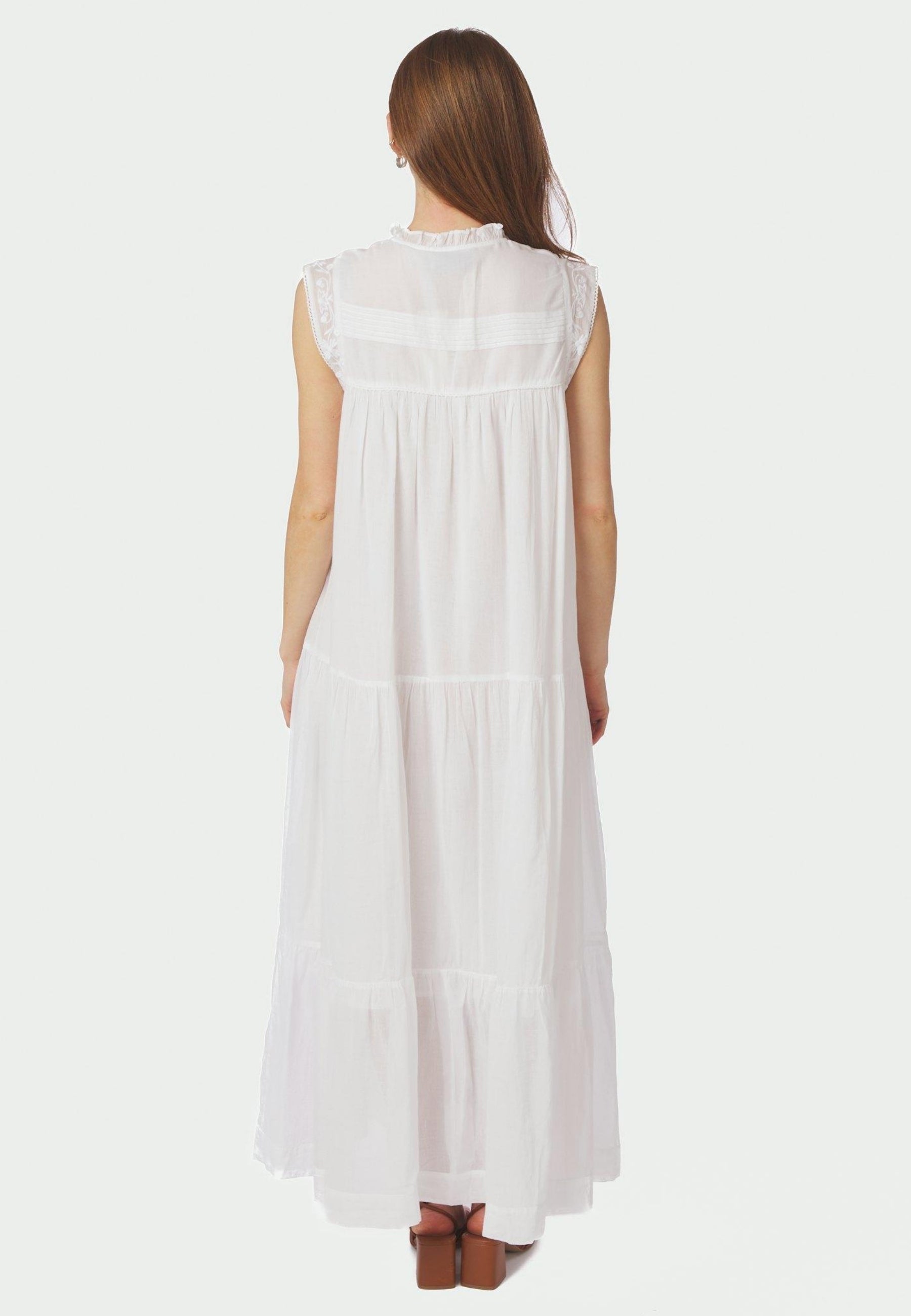 169064 Veana S Voile Maxi Dress_White_Model_2