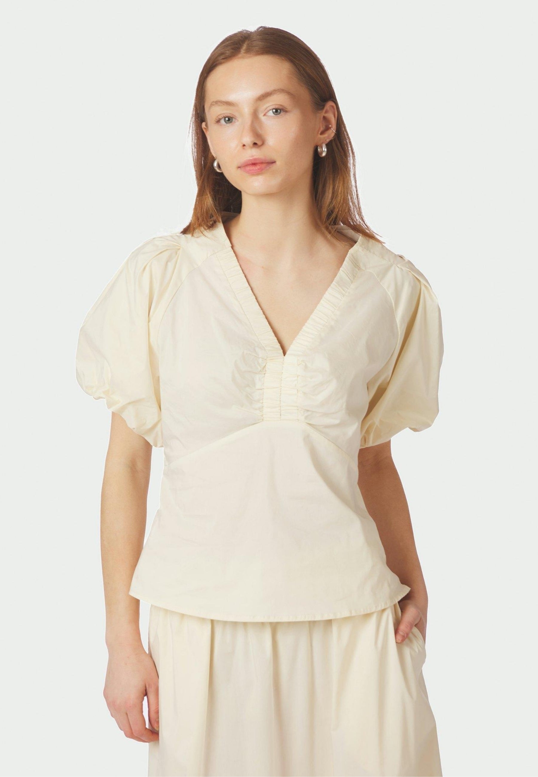 162219 Irina Poplin Blouse_Butter Yellow_Model_0