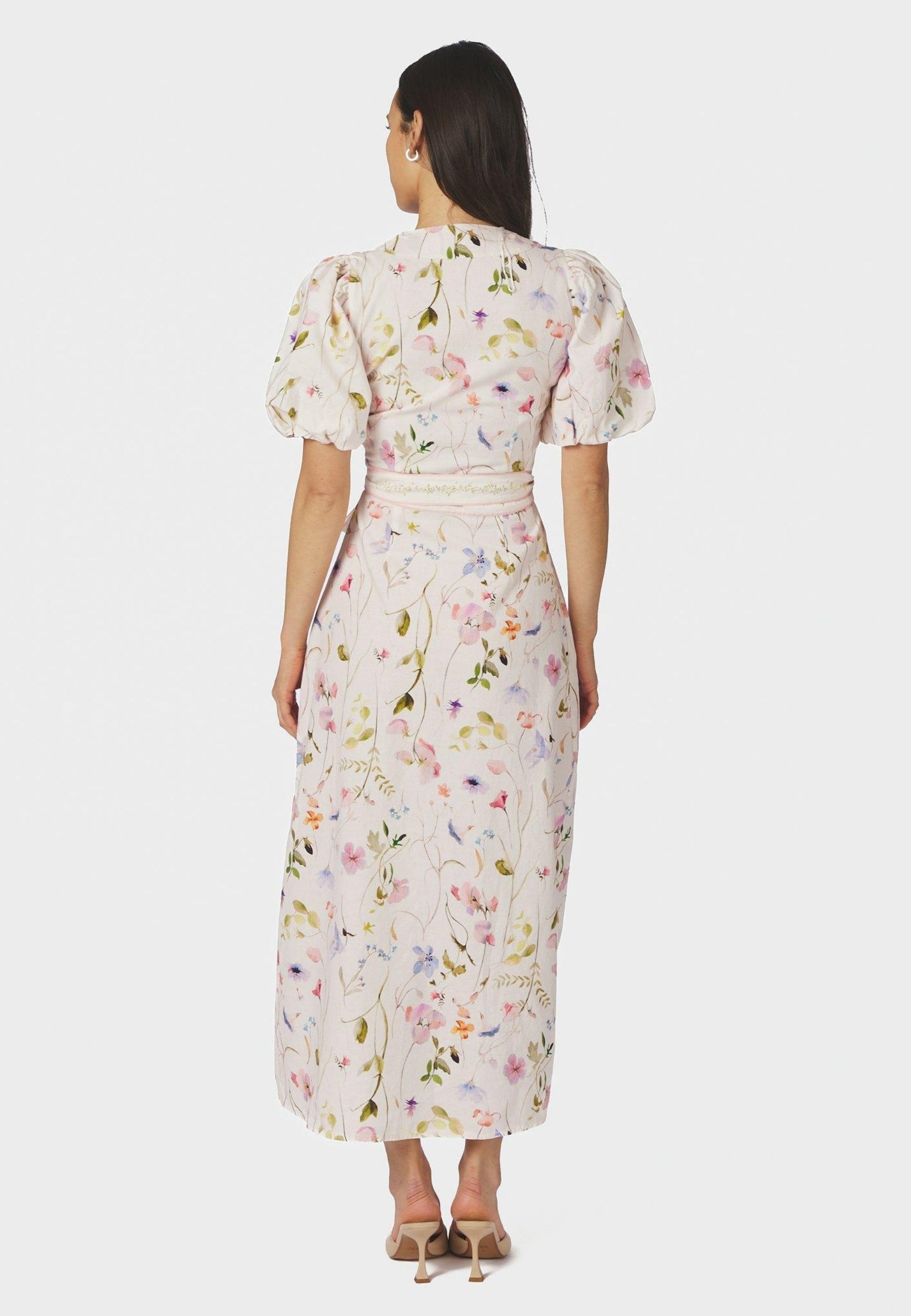 169020 Clarine Flower Dress_Off White_Model_2