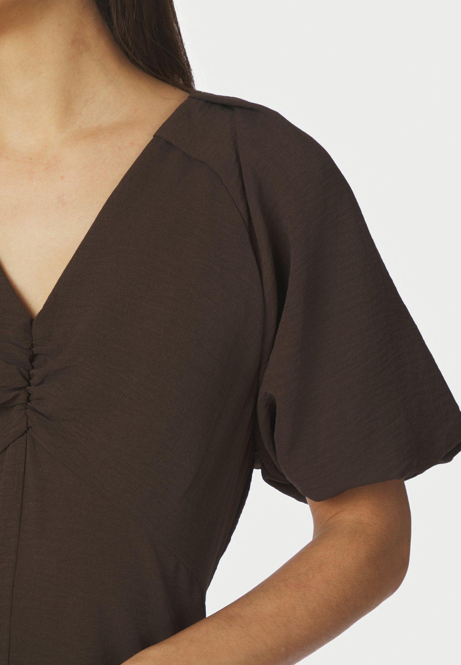 169248 Bomba Structure Solid Dress_Dark Brown_Model_1