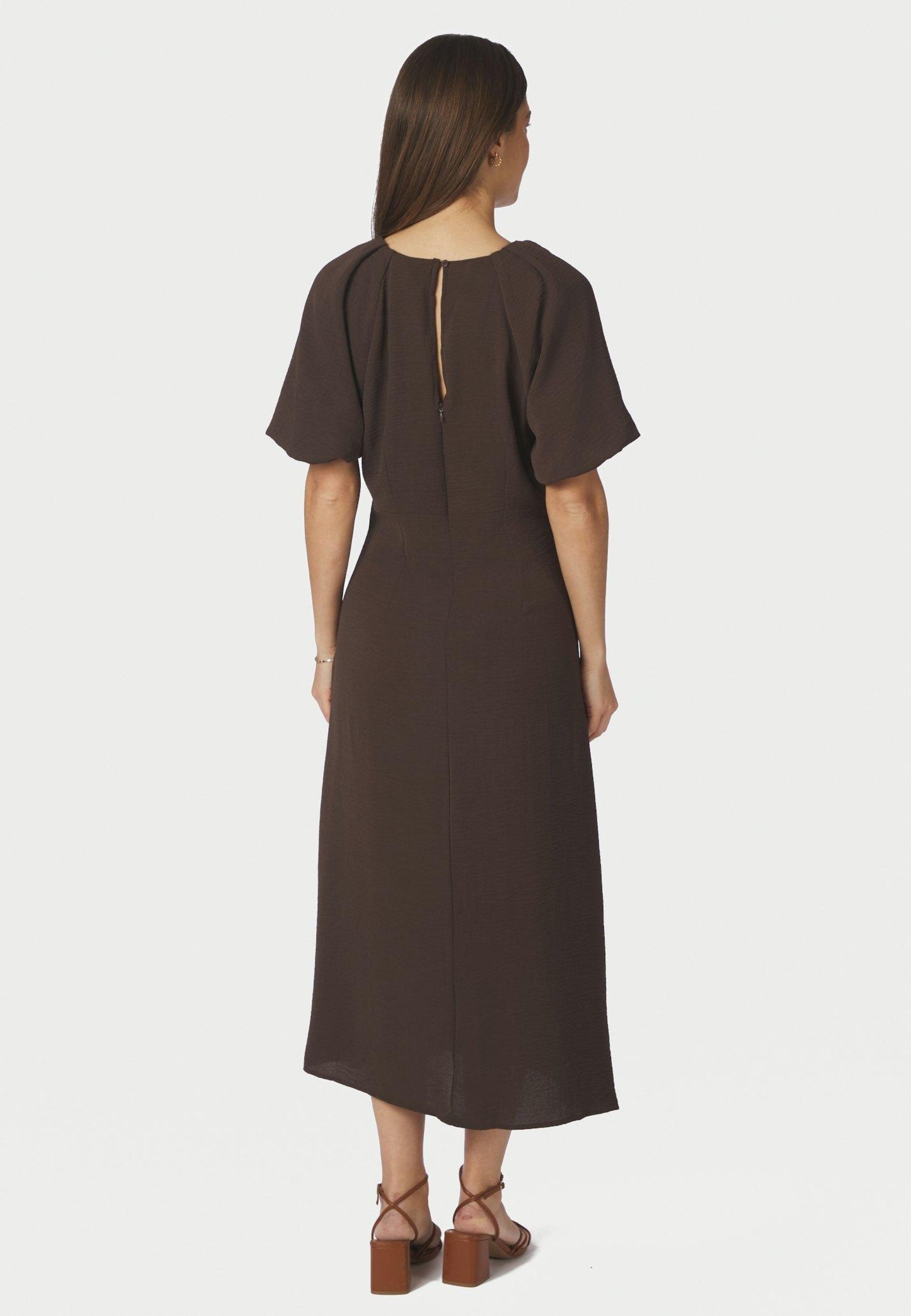 169248 Bomba Structure Solid Dress_Dark Brown_Model_2