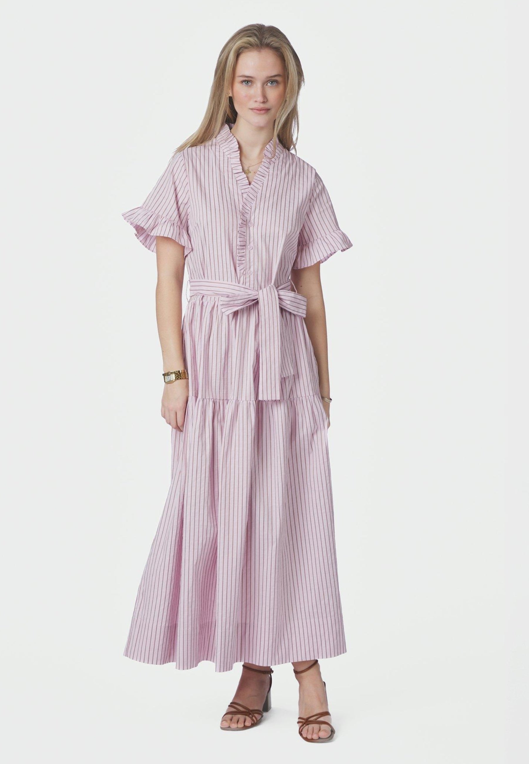169739 Nessie Structure Stripe Dress_Light Pink_Model_0