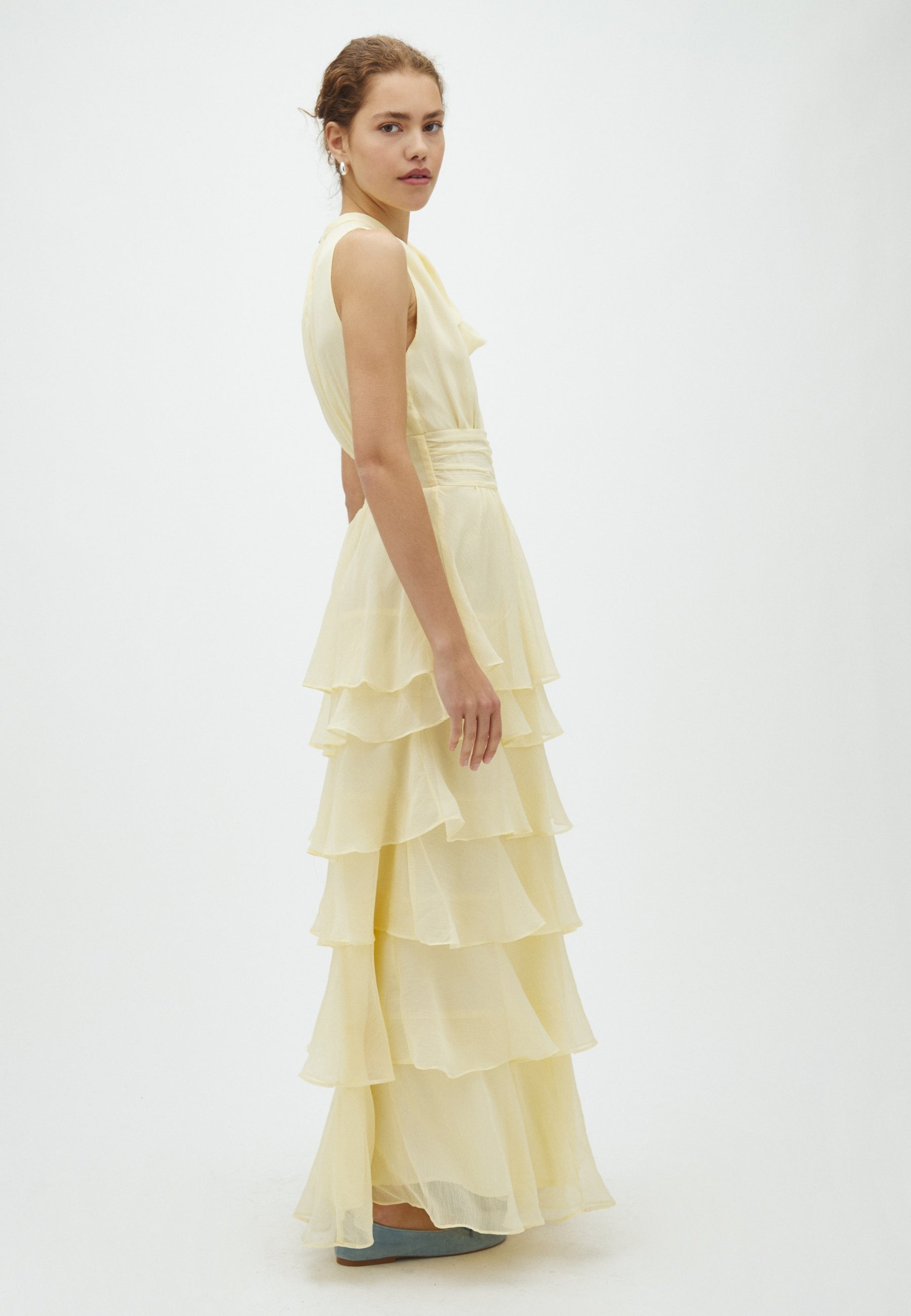 169167 Tarli Solid Chiffon Dress_Light Yellow_Model_2