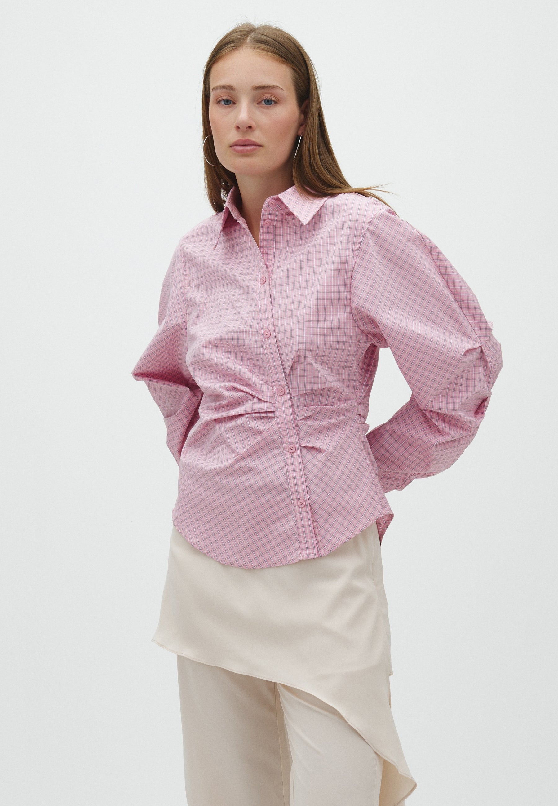 168377 Meoella Check Shirt_Light Pink_Model_0