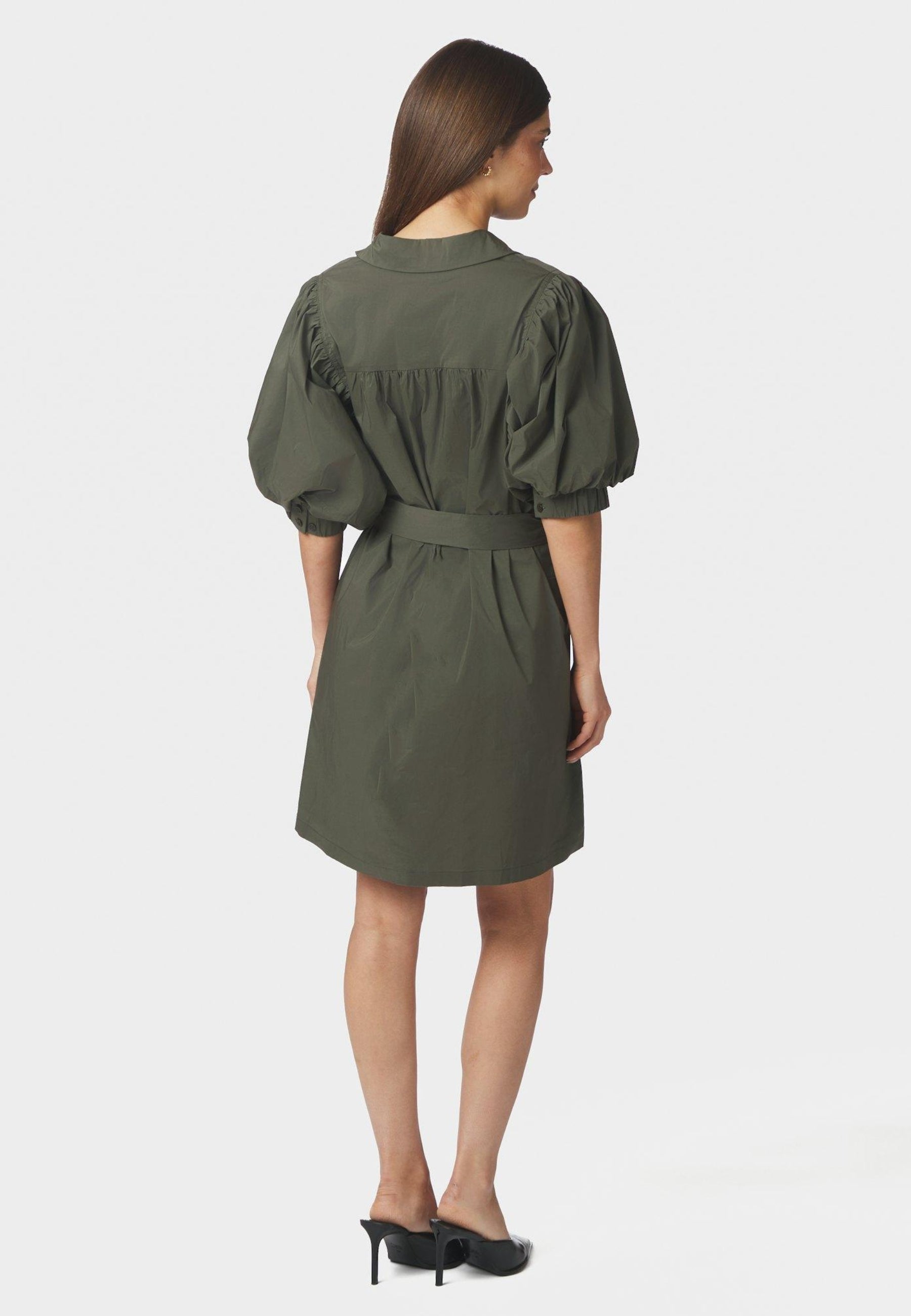 168620 Serene Poplin Dress_Army_Model_2
