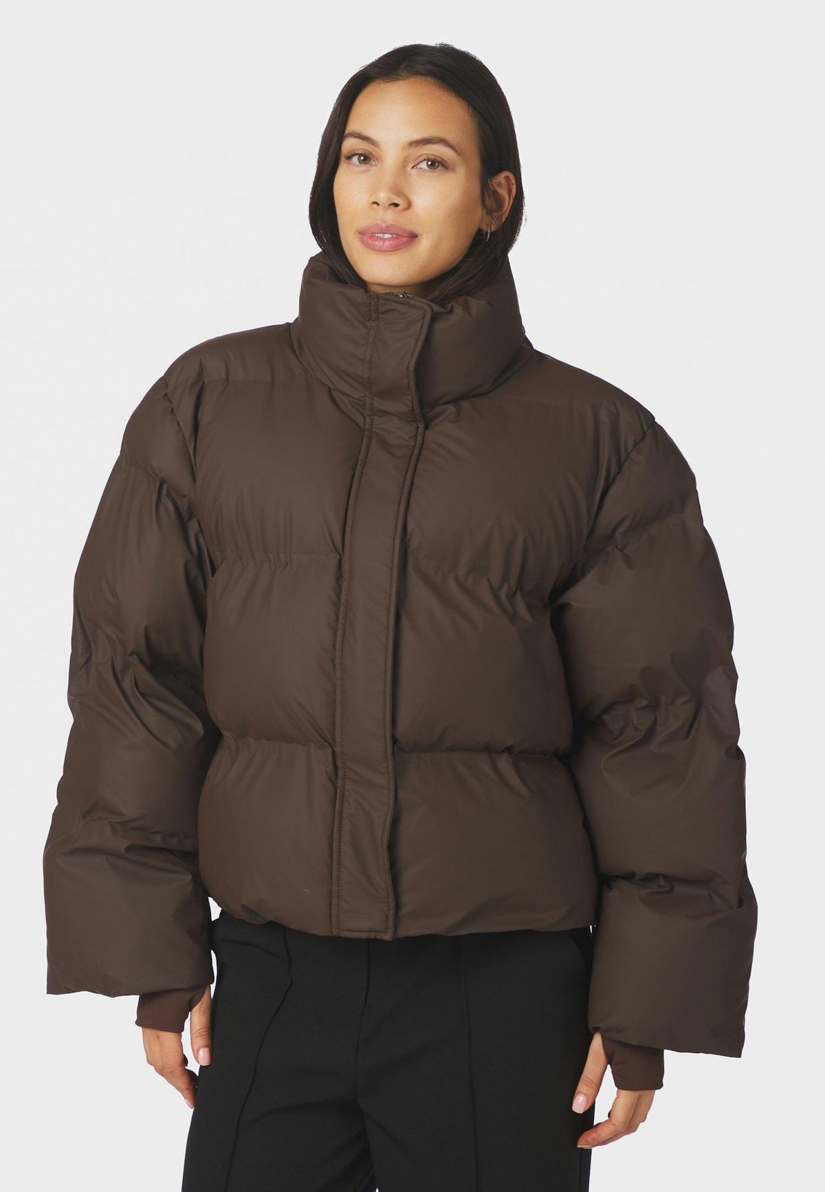 168508 Rhea C Puffer Jacket_Dark Brown_Model_0