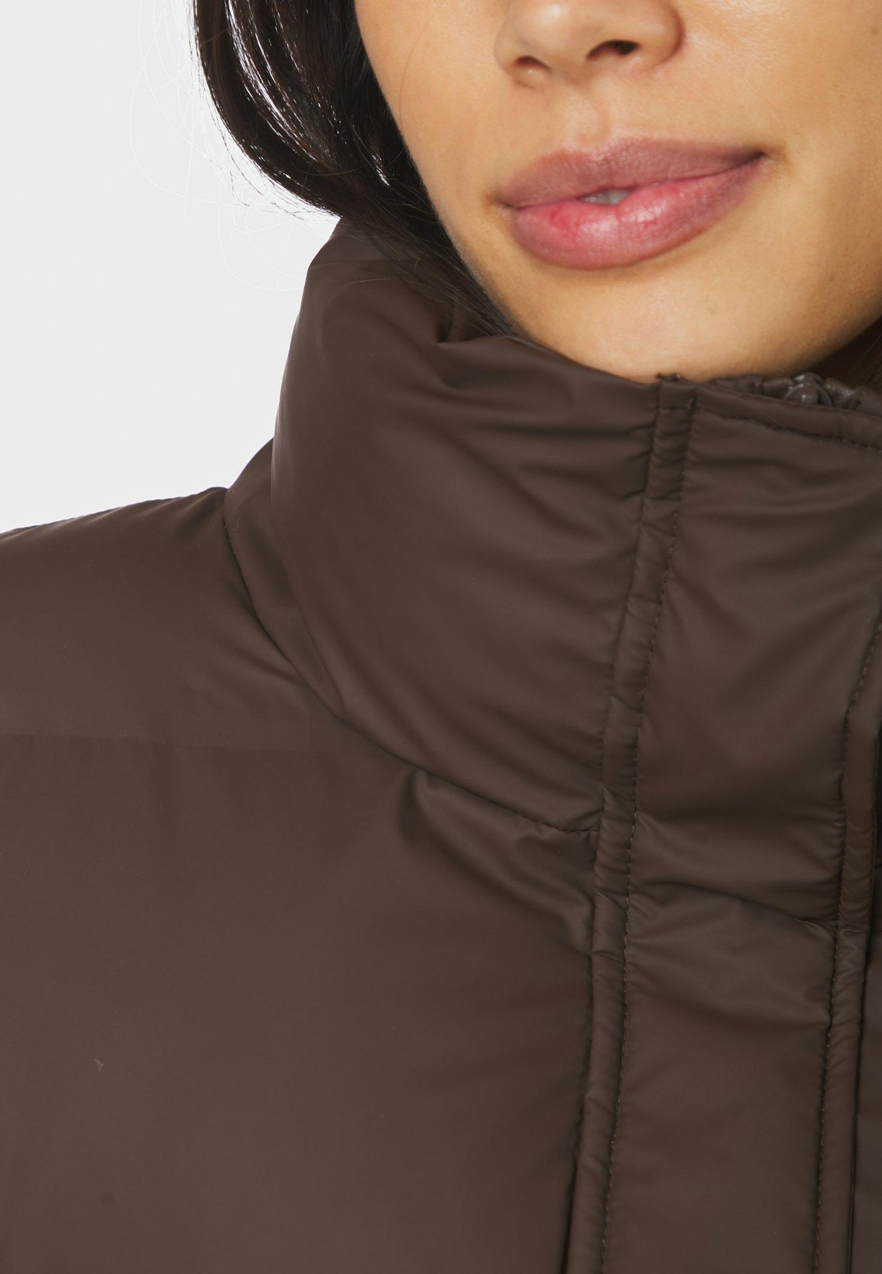 168508 Rhea C Puffer Jacket_Dark Brown_Model_1