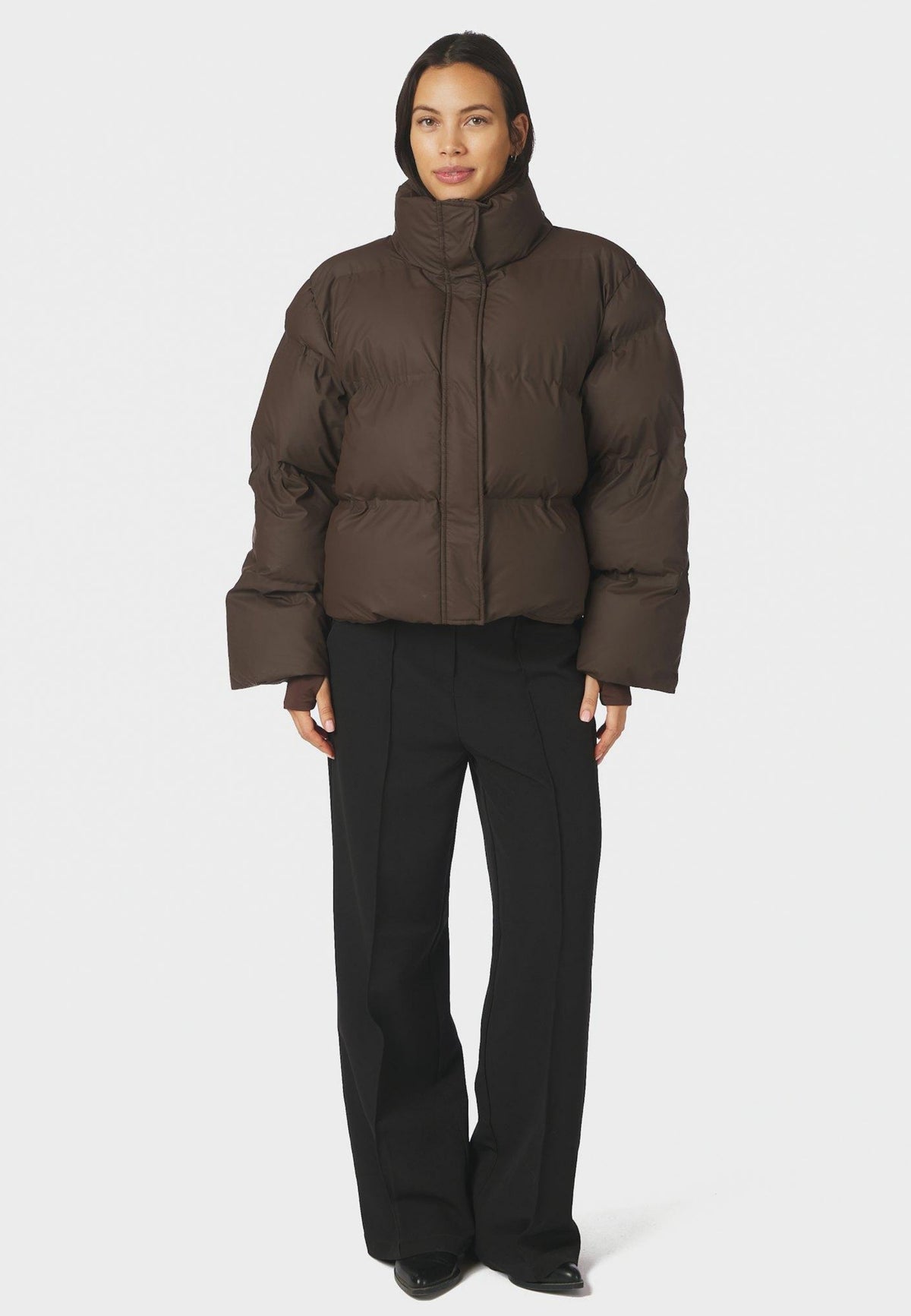 168508 Rhea C Puffer Jacket_Dark Brown_Model_3