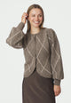 168893 Koteas Check Knit Cardigan_Taupe_Model_0