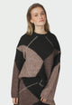 165205 Inga Check Fluff Knit Blouse_Dark Brown_Model_0