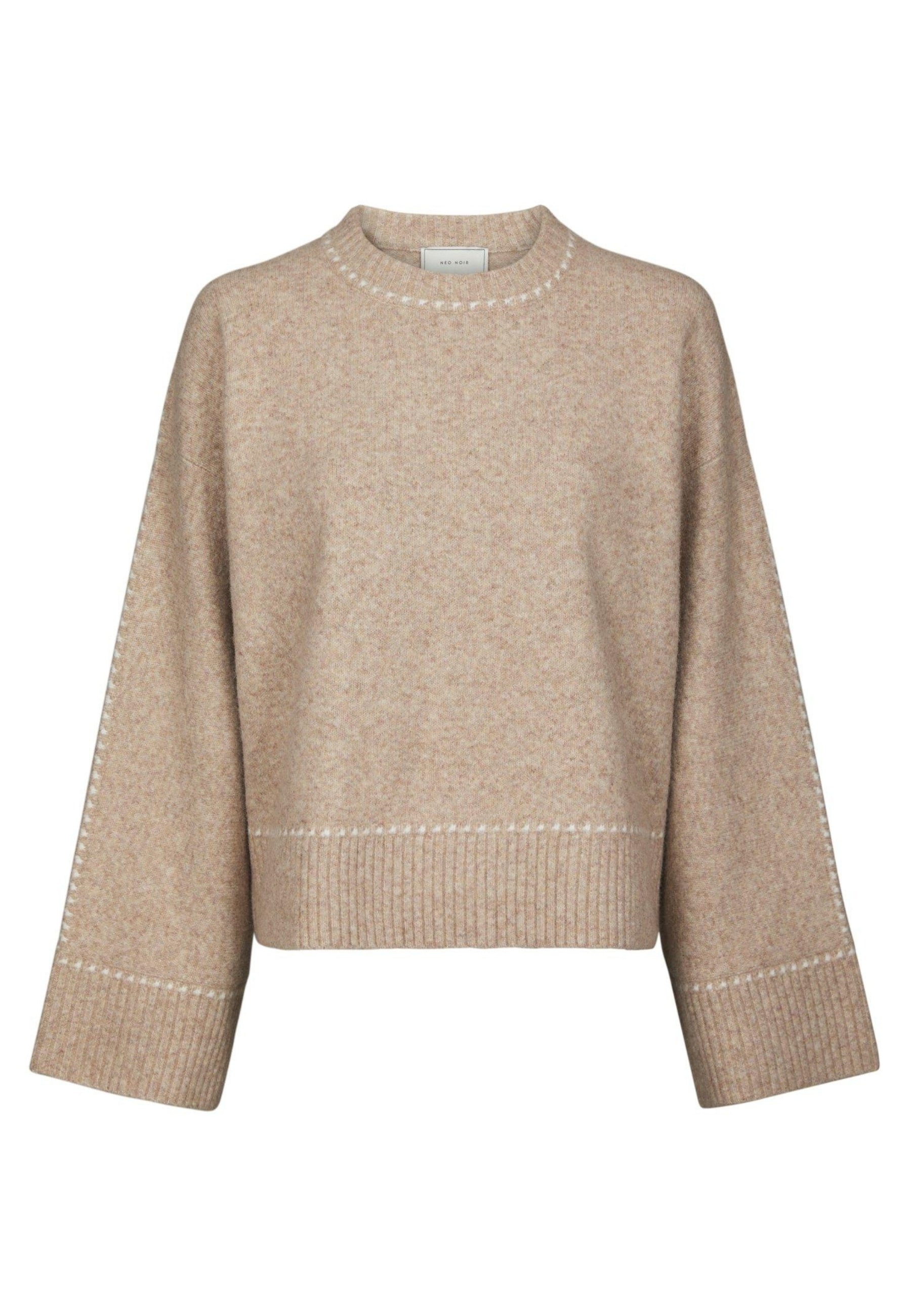 164818 Roeme Knit Stitch Blouse_Beige Melange_Packshot_0