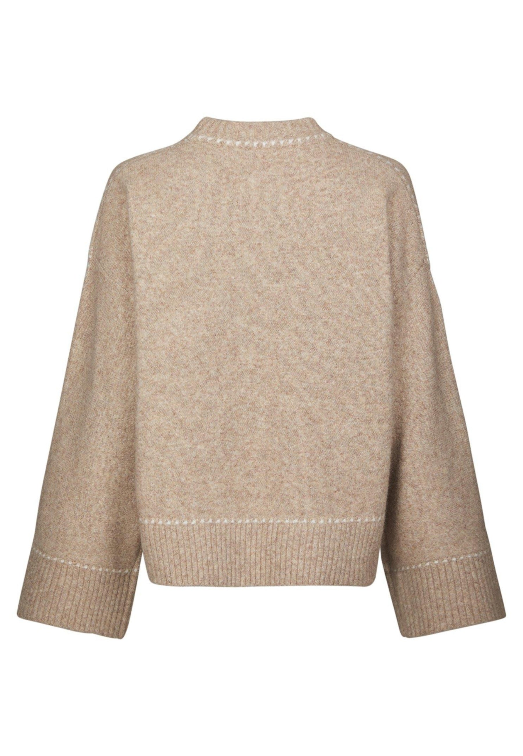 164818 Roeme Knit Stitch Blouse_Beige Melange_Packshot_1