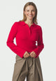 169864 Fannya LS Solid Knit Polo_Red_Model_0